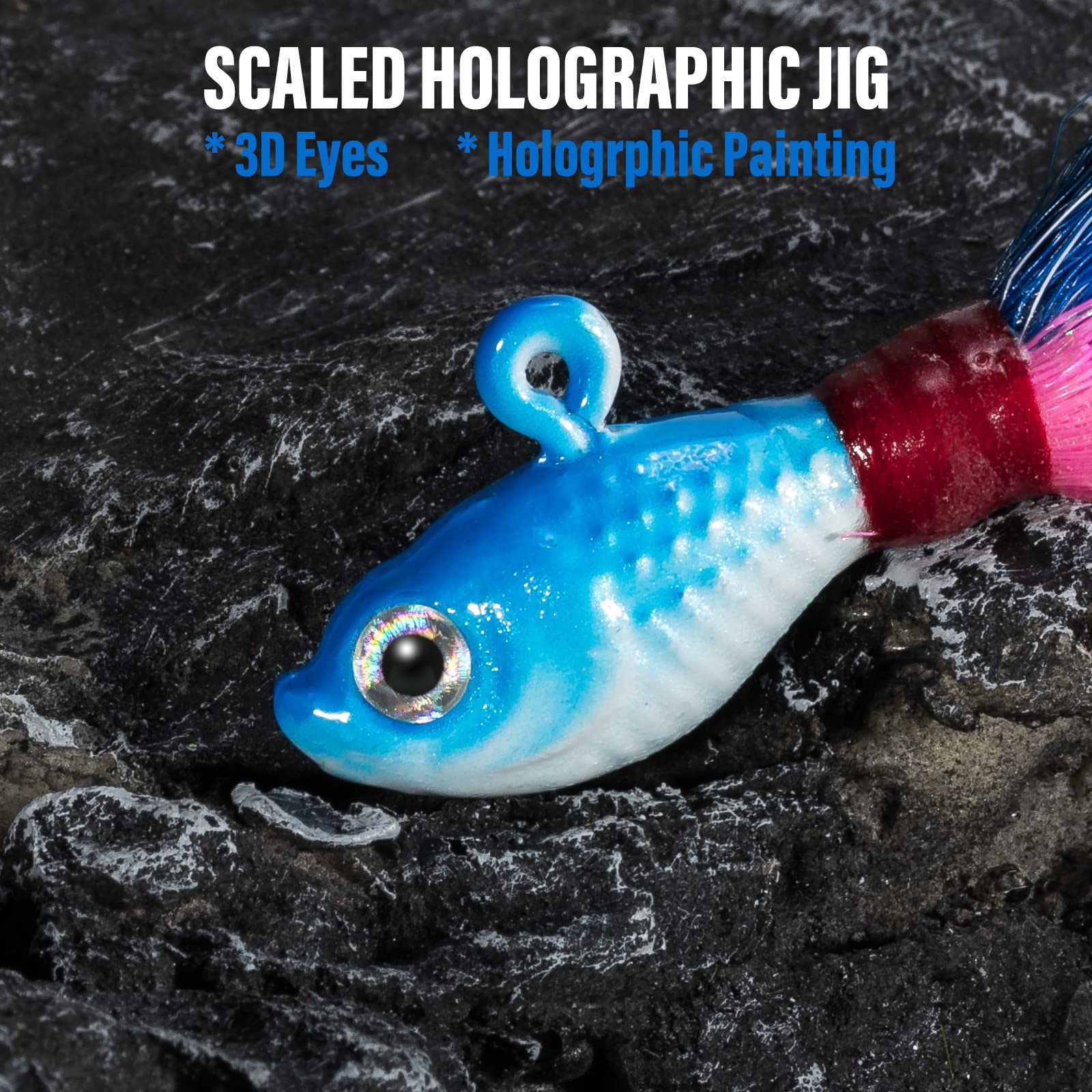 Dr.Fish 3 Pack Bucktail Jig Lure Hair Jig Saltwater Freshwater Lures Surf Fishing Bass Flounder Striper Bluefish Halibut Redfish