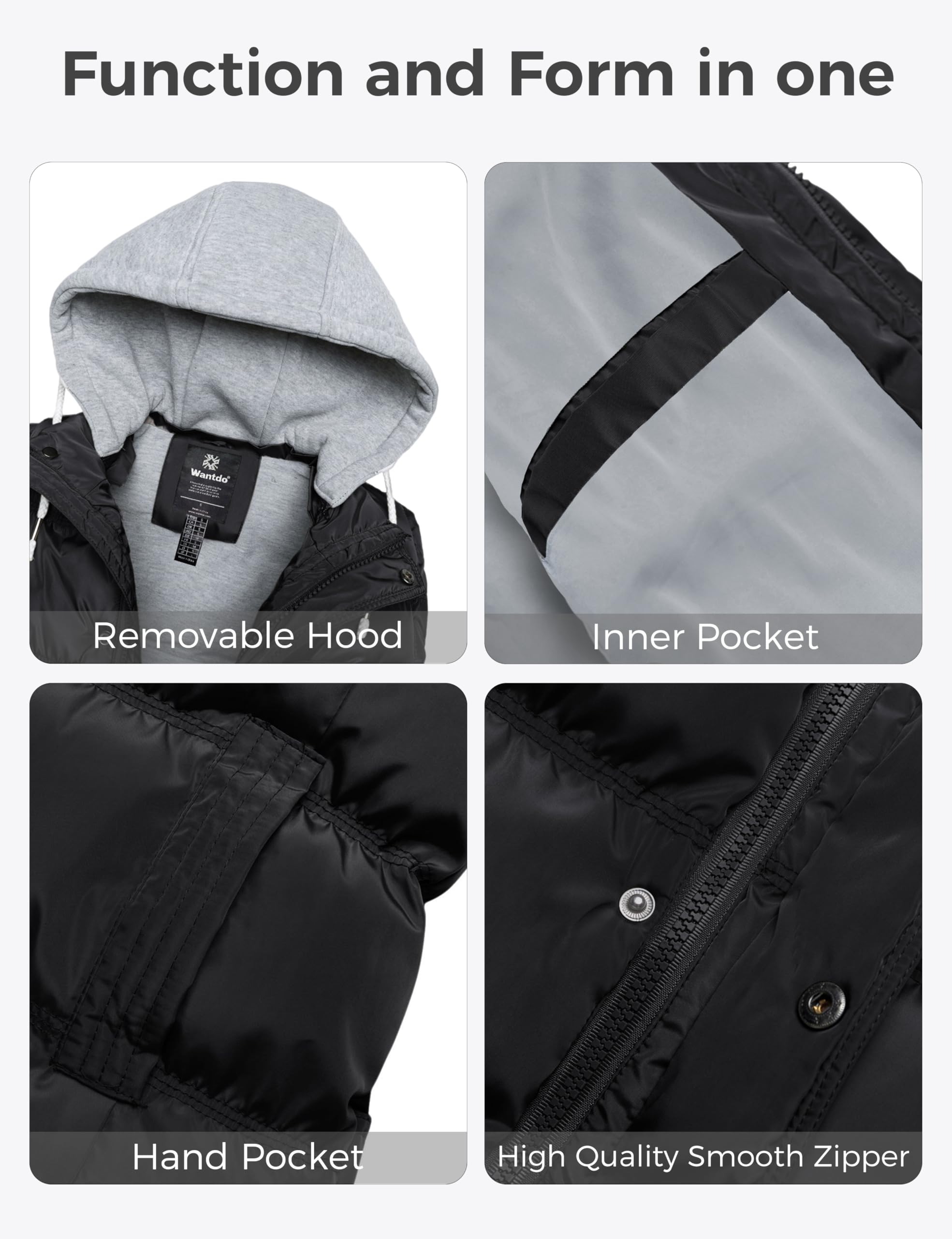 Wantdo Women's Quilted Puffer Vest Thicken Warm Winter Coat with Removable Hood
