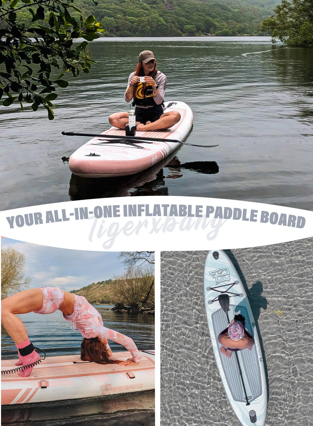 TIGERXBANG 11'6"/11'/10' Inflatable Paddle Board with Complete Accessories, Versatile Premium Paddle Boards for Adults/Youth, Stand Up Paddle Board Polar/Wave/Sunny Wave Collection