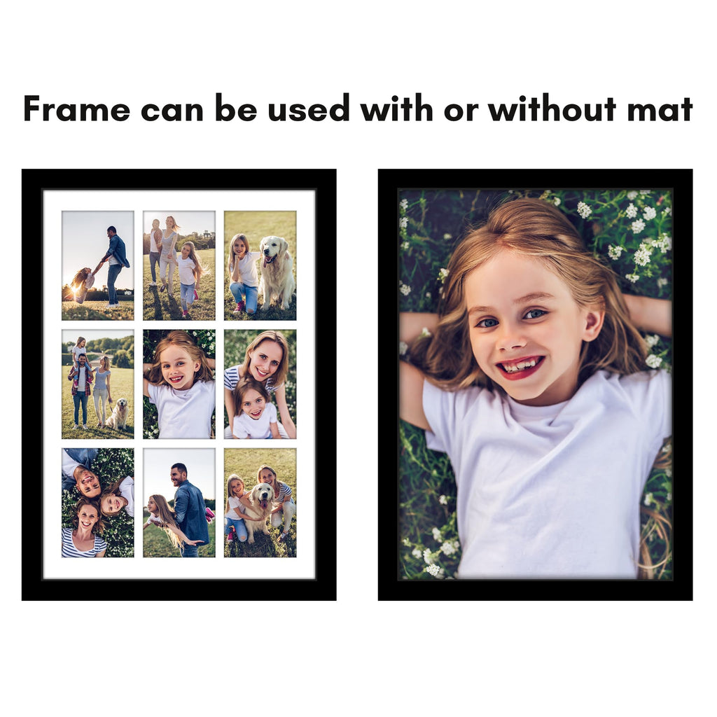 Americanflat 4x6 Double Picture Frame with Shatter-Resistant Glass - Fits Two 4x6 Photos or use as One 6x14 Frame - Signature Collection - Collage Frames for Tabletop and Wall Display - Black