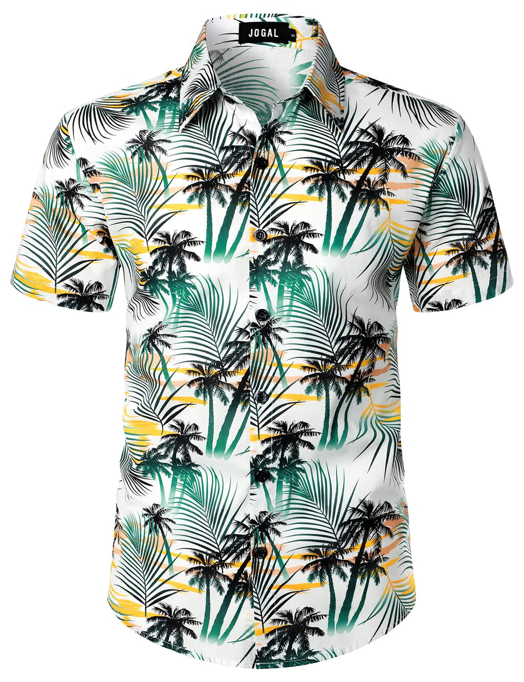JOGAL Men's Flower Casual Short Sleeve Aloha Hawaiian Shirt