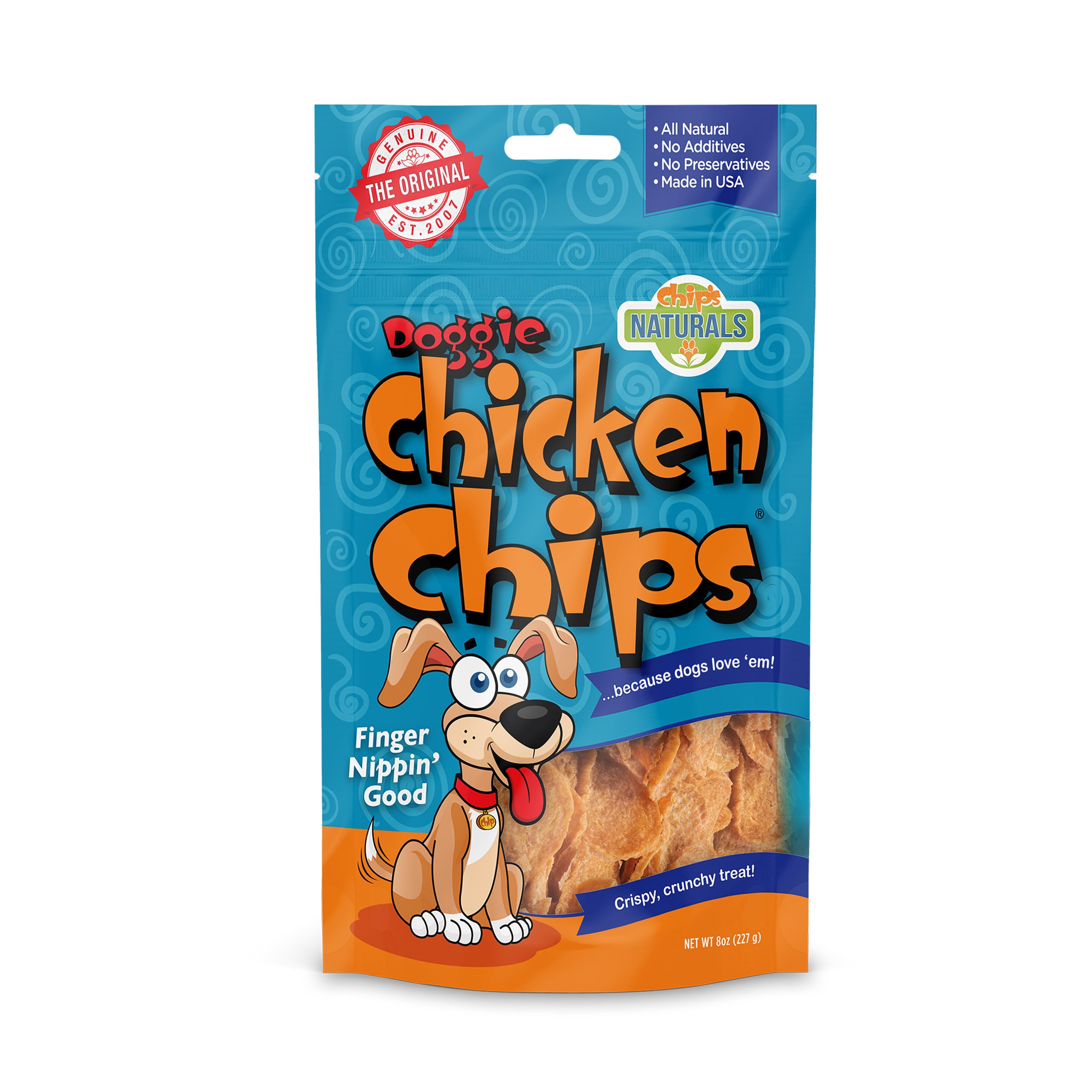 Chip's Naturals Doggie Chicken Chips Small 4 oz All Natural High Protein Low Calorie Healthy Dog Treats, Grain Free Gluten Free USDA Inspected & Approved Chicken Treat for Dogs, Pet Supplies
