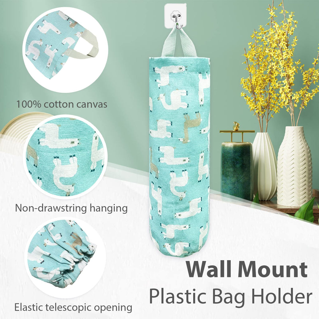 Plastic Bag Holder，Reusable Grocery Bag Holder，Wall Mount Plastic Bag Organizer Shopping Bags Carrier，Washable Large Grocery Bag Storage Dispenser for Home Kitchen Travelling Decor, 1 Pack，Alpaca