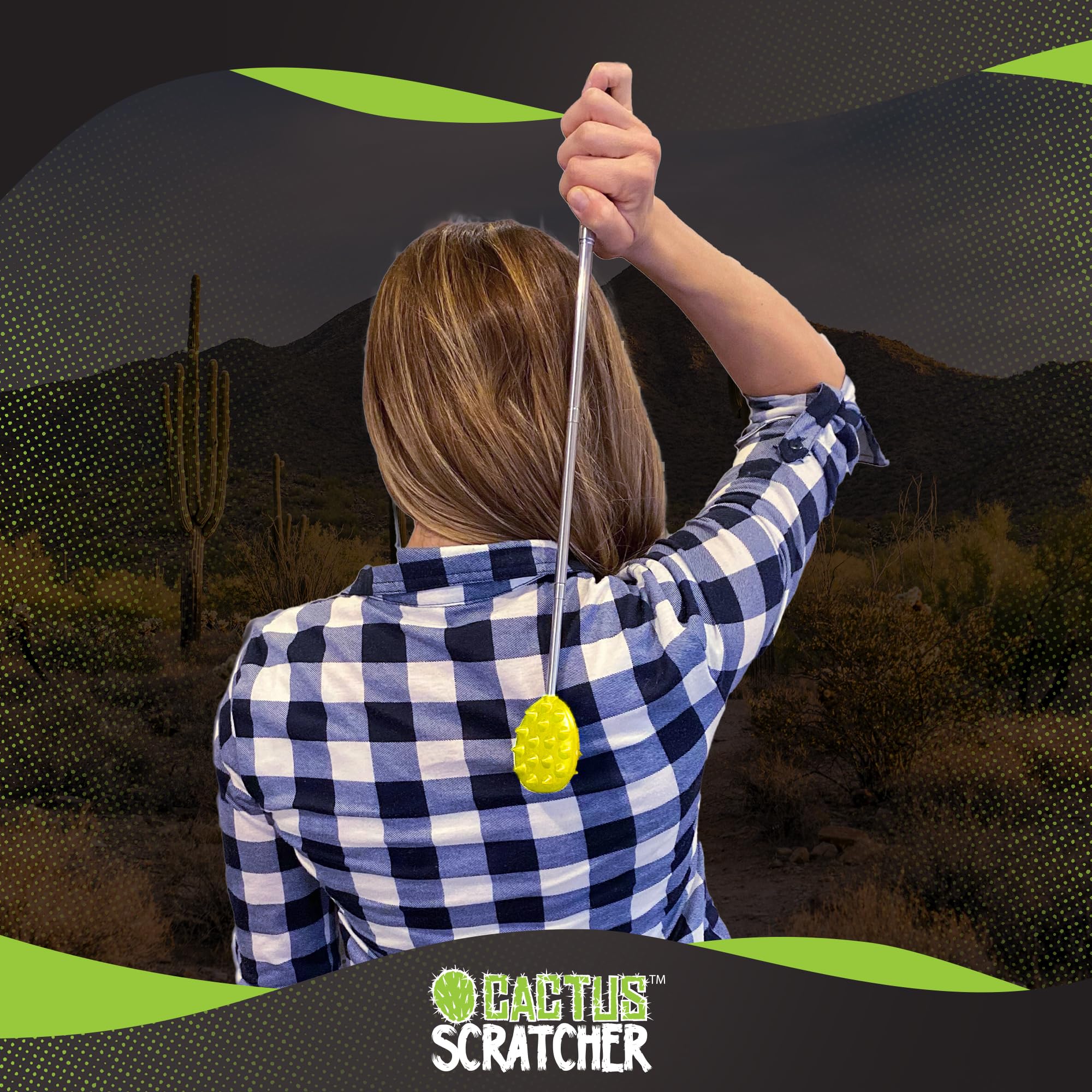 Cactus Scratcher Extendable Big Stick Back Scratcher - Extends 29" Long Double Sided Retractable Scratching Tool for Hand, Neck, Head, and Body - Universal Gift for Family, Pets, and Friends, Glow