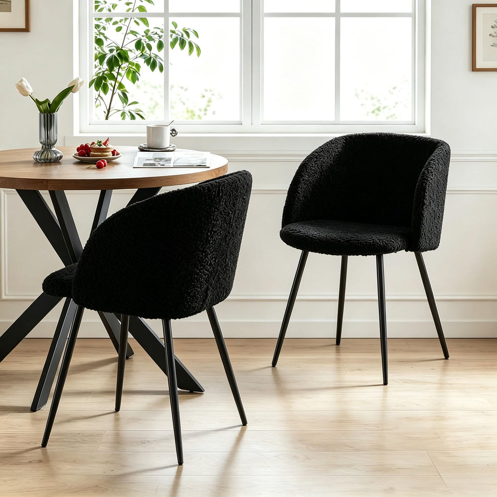 Homedot Dining Table Set for 2 with Black Dining Chairs, 3-Piece Compact Kitchen Table Set for Small Spaces, Rustic Brown Round Table Wooden with Upholstered Dining Side Chairs for Living Room