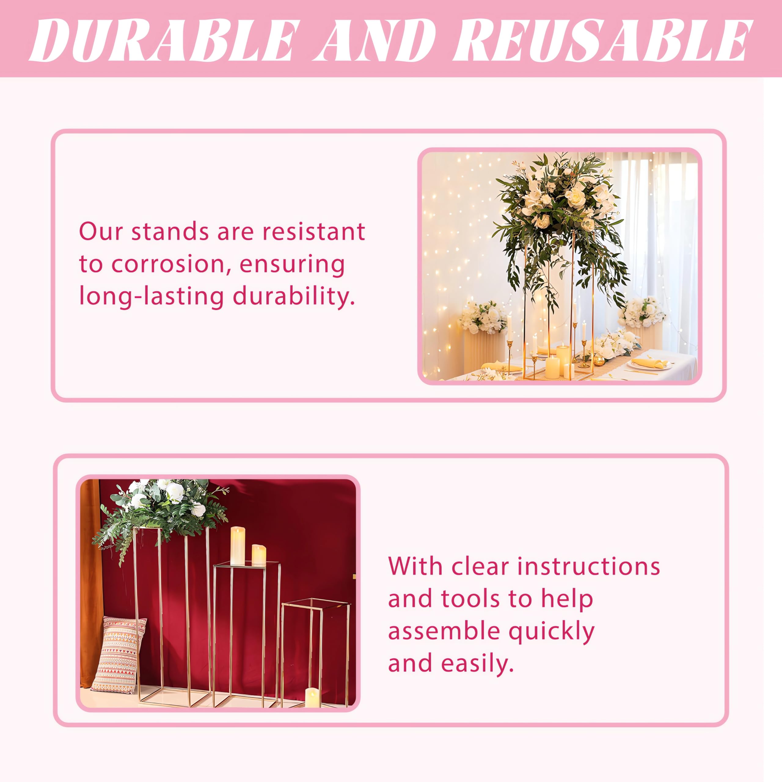 3PCS Cylinder Pedestal Stands for Parties, Gold Metal Plant Round Cylinder Stands for Party Flowers, Display Columns Pedestal Stand Cylinder Tables for Vases Birthday Party Backdrop Decorations
