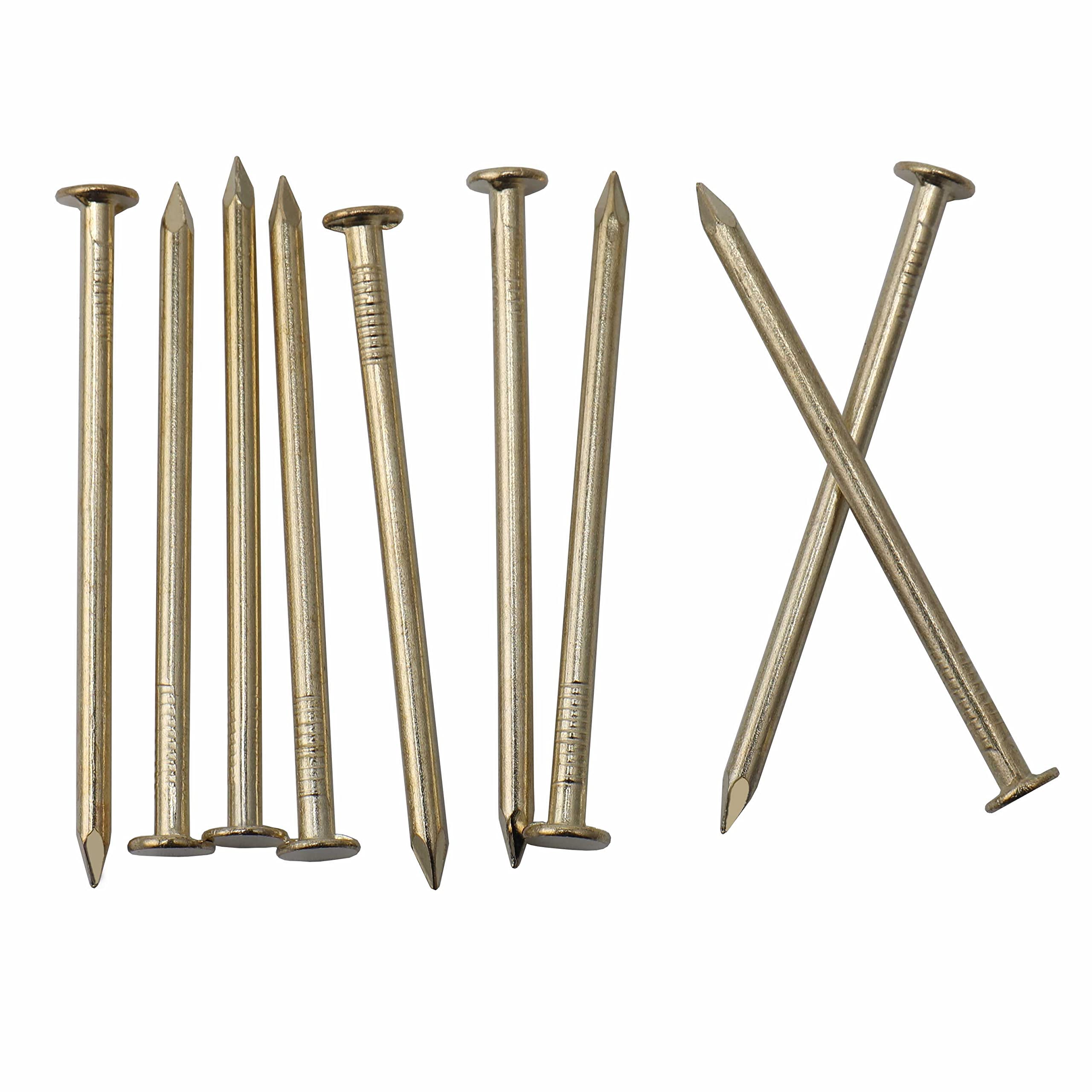 240pcs Gold Hardware Nails, 1-1/2” × 14 Ga Brass Plated Wood Nails, Nails for Hanging Wall Decor, Finishing Nails, Picture Hanging Nails, Wall Nails, Roofing Nails