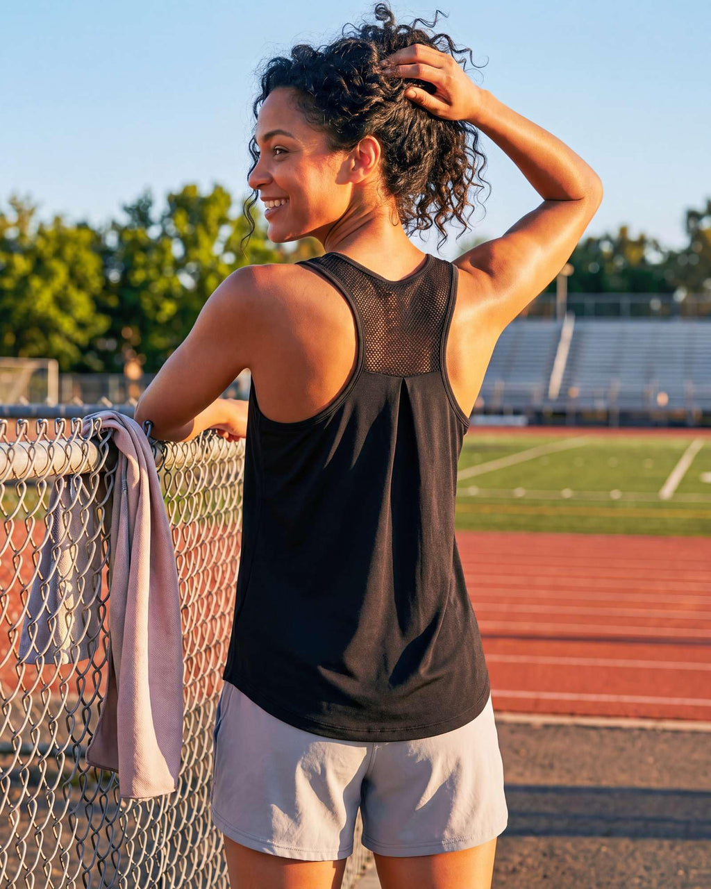 Real Essentials 5 Pack: Women's Racerback Athletic Tank Top Mesh Back Dry-Fit Sleeveless Shirt for Workout Running Gym (Plus)