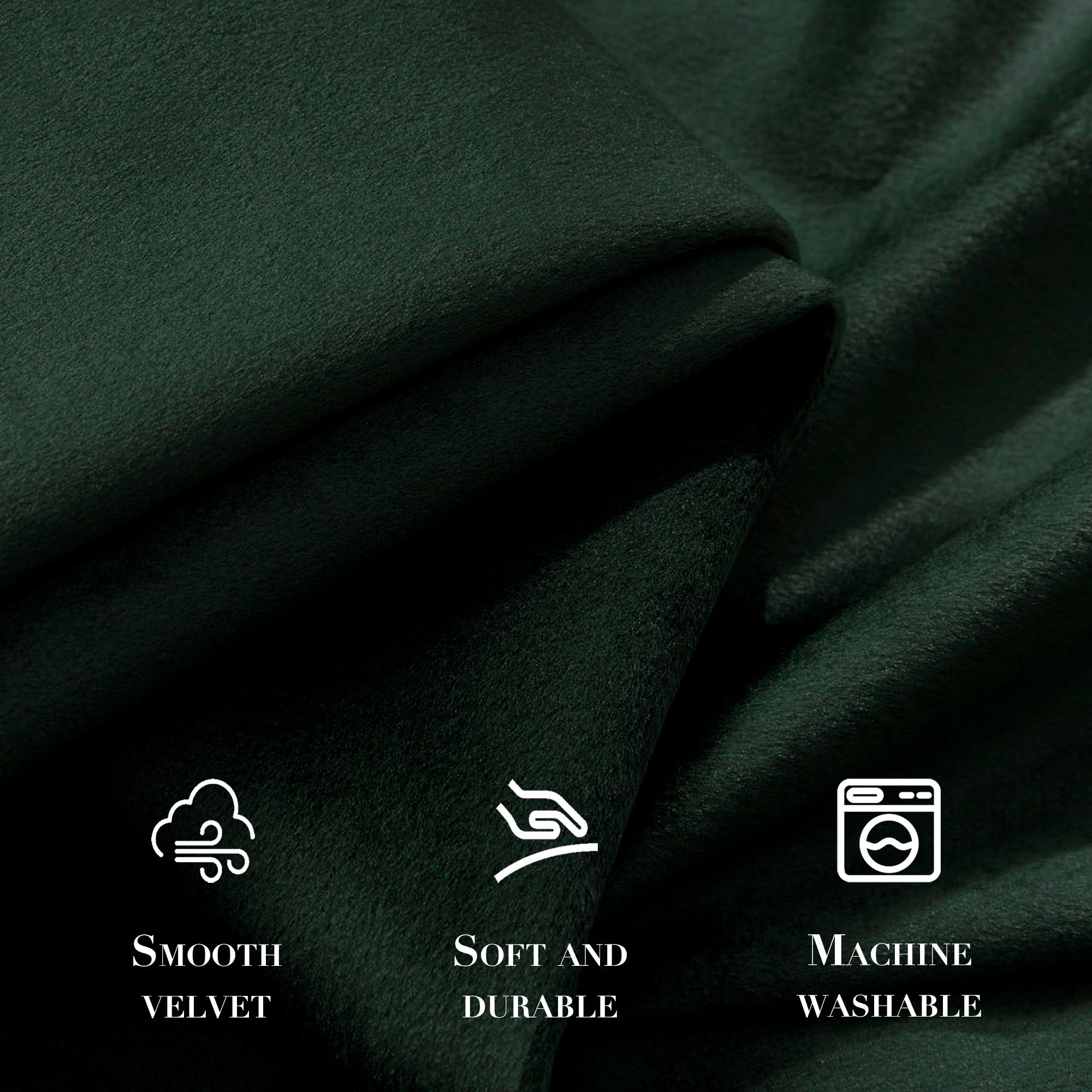 Nemia Dark Green Velvet Curtains Thermal Insulated Blackout Curtain for Bedroom Window Living Room Darkening Luxury Vintage 63 Inches Long Heavy Drapes Panels Rod Pocket Set of 2
