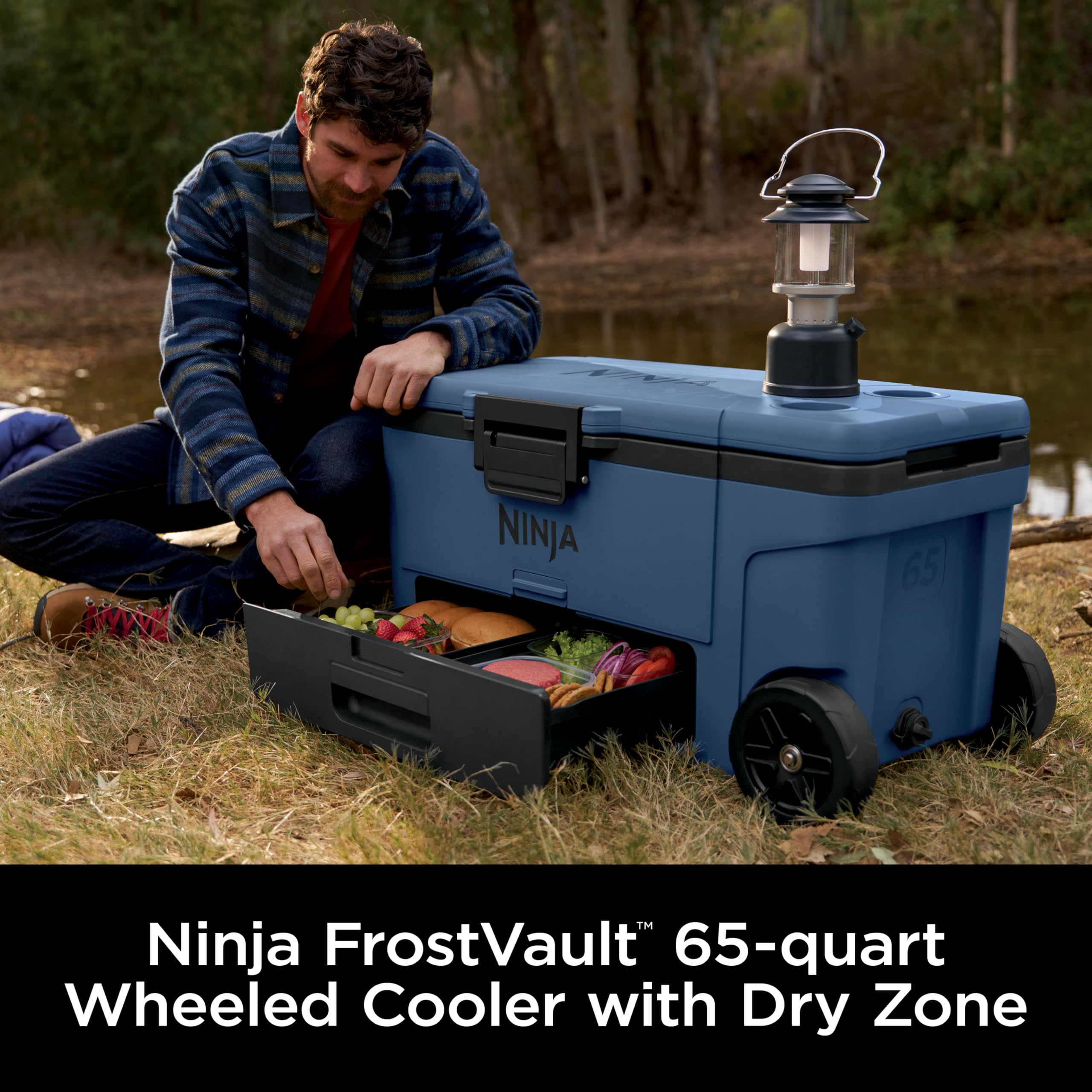Ninja FrostVault | 65qt Wheeled Cooler with Cold Dry Zone | Integrated Fridge-Temp Dry Storage Drawer | Premium Heavy-Duty Insulated Cooler | Keeps Ice for Days | Charcoal Gray | FB265CG