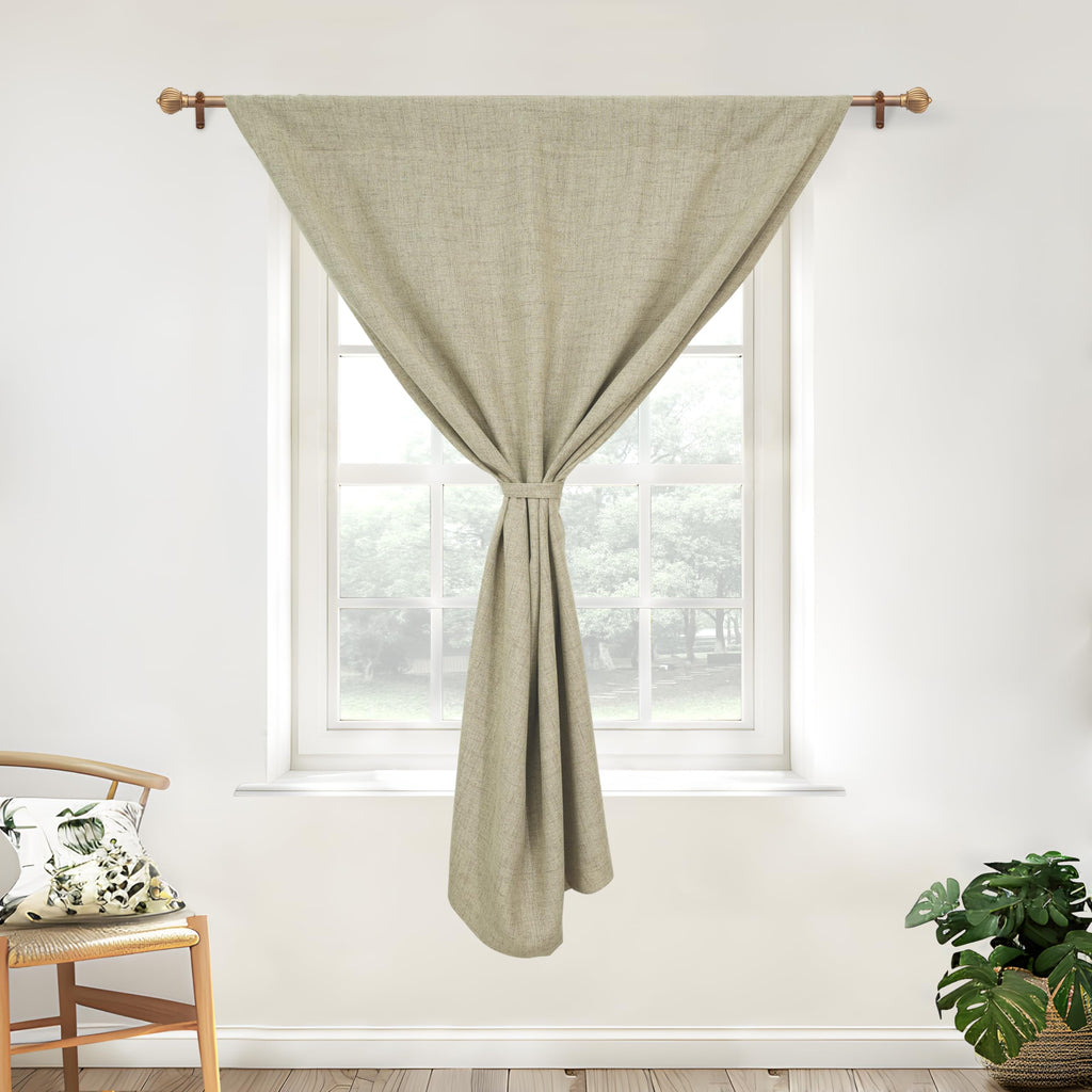 DriftAway Double Layer Linen Blackout Tie Up Curtains Thermal Insulated Fully Lined Balloon Roman Shade Bathroom Window Adjustable Rod Pocket for Small Window 25 Inch by 47 Inch Beige
