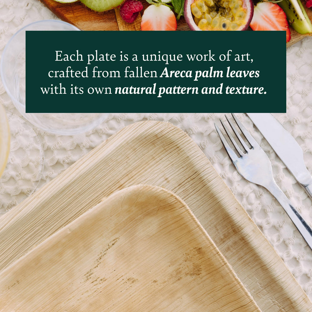 Chic Leaf Palm Leaf Plates - 4 in, 50 Pack, Compostable | Heavy-duty bamboo-style small plates - Use for appetizers & desserts at weddings, parties & picnics