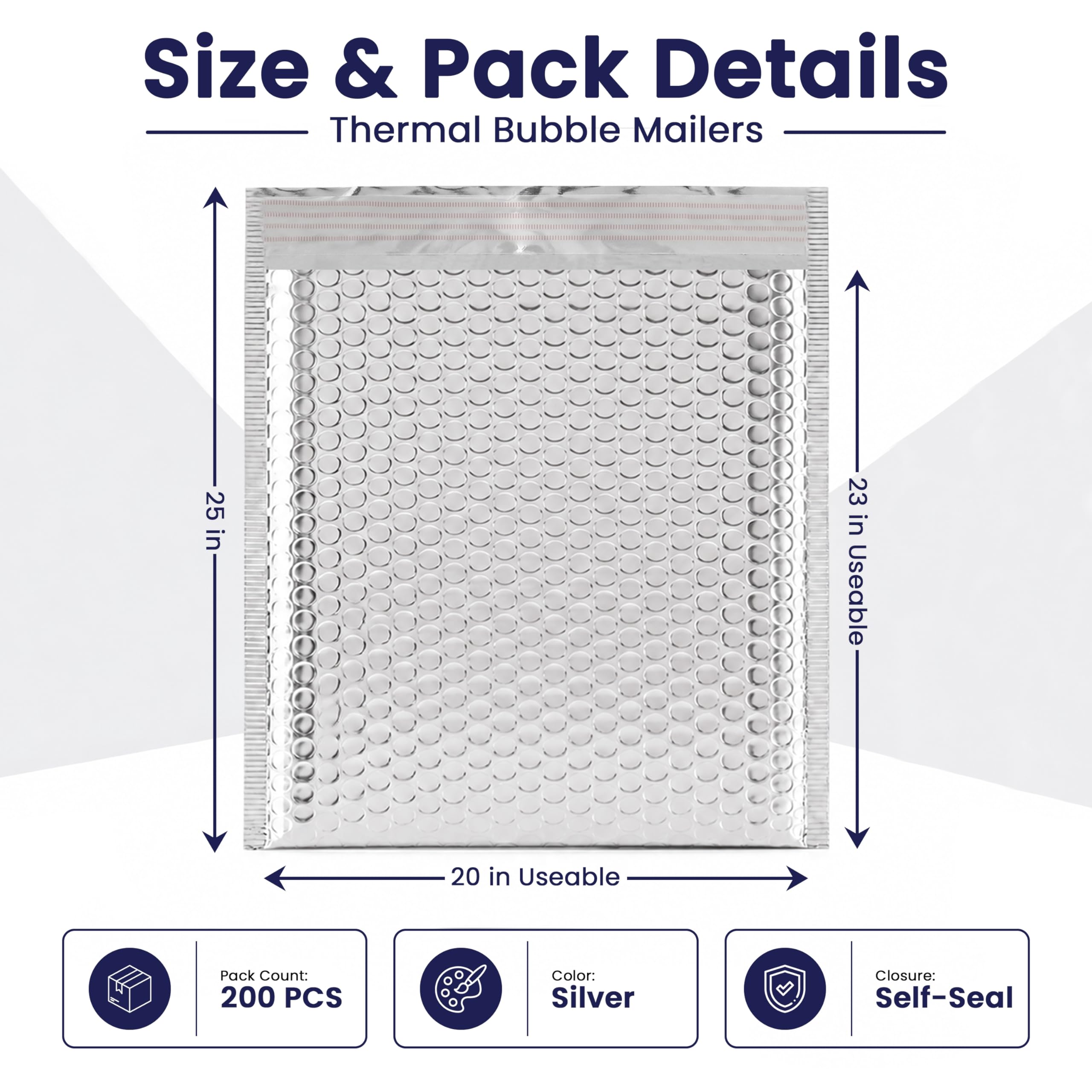 200-Pack Insulated Silver Thermal Bubble Mailers 6 x 7 - Waterproof Metallic Foil Self-Sealing Padded Envelopes for Cold Shipping, Perishables, Food, Cosmetics, Pharmaceuticals