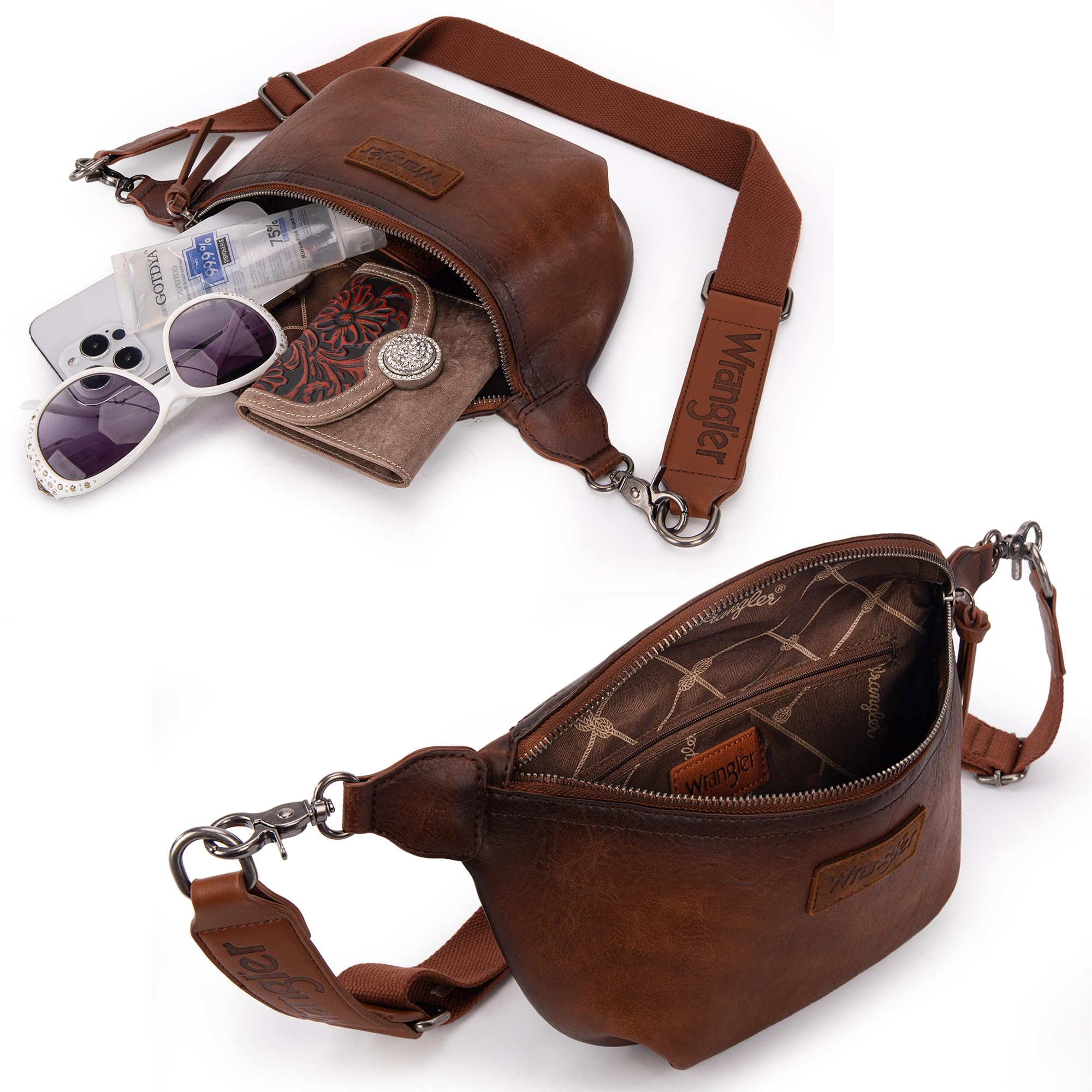 Wrangler Crossbody Bags for Women Large Fanny Packs Bum Bag Travel Belt Bags Sling Purse