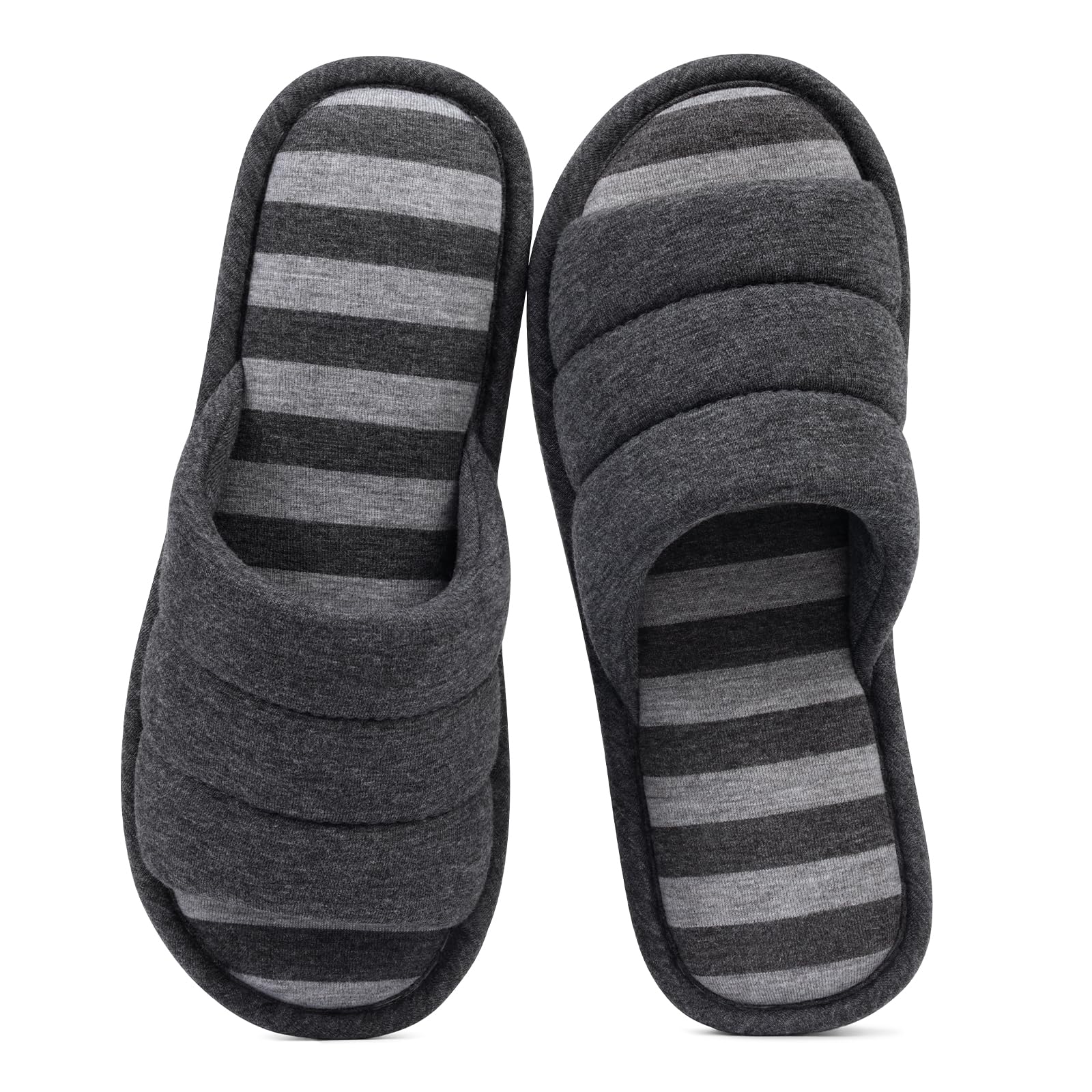 shevalues Open Toe House Slippers for Women Men Soft Cotton Indoor Shoes Memory Foam Slip On bedroom Slippers