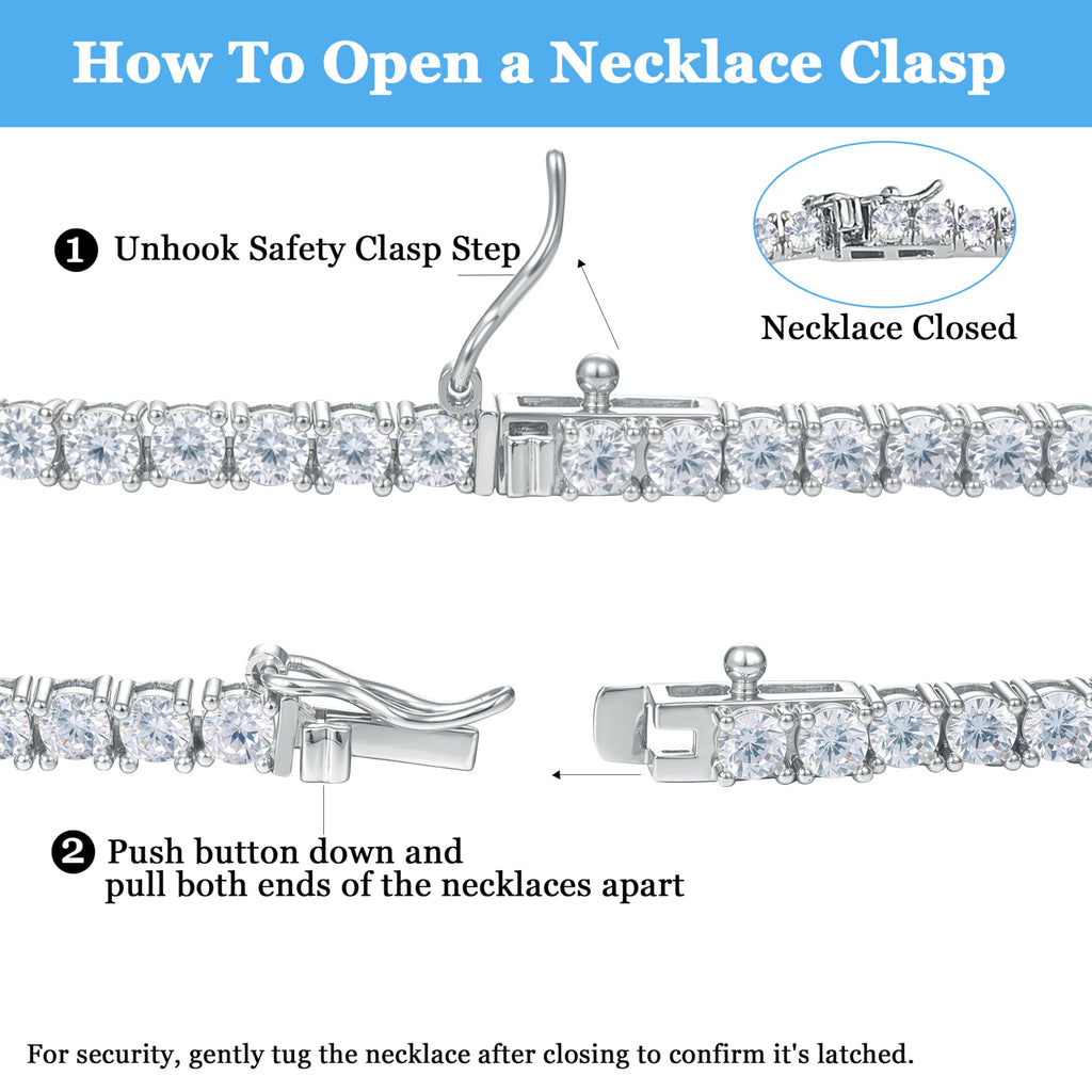 Gemsme 18K White/Yellow Gold Plated 3.0mm Round Cubic Zirconia Classic Tennis Necklace For Women 16-24 Inches
