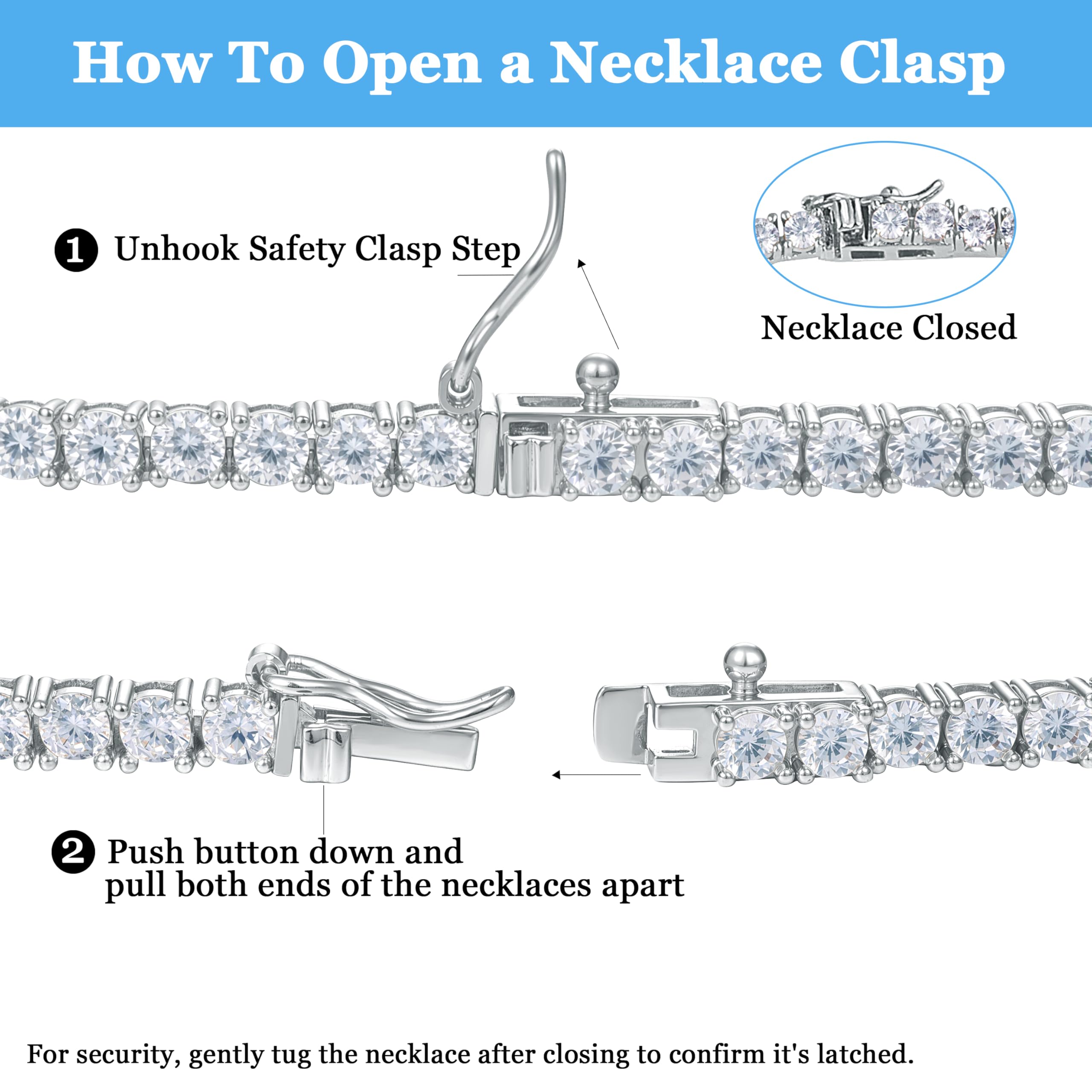 Gemsme 18K White/Yellow Gold Plated 3.0mm Round Cubic Zirconia Classic Tennis Necklace For Women 16-24 Inches