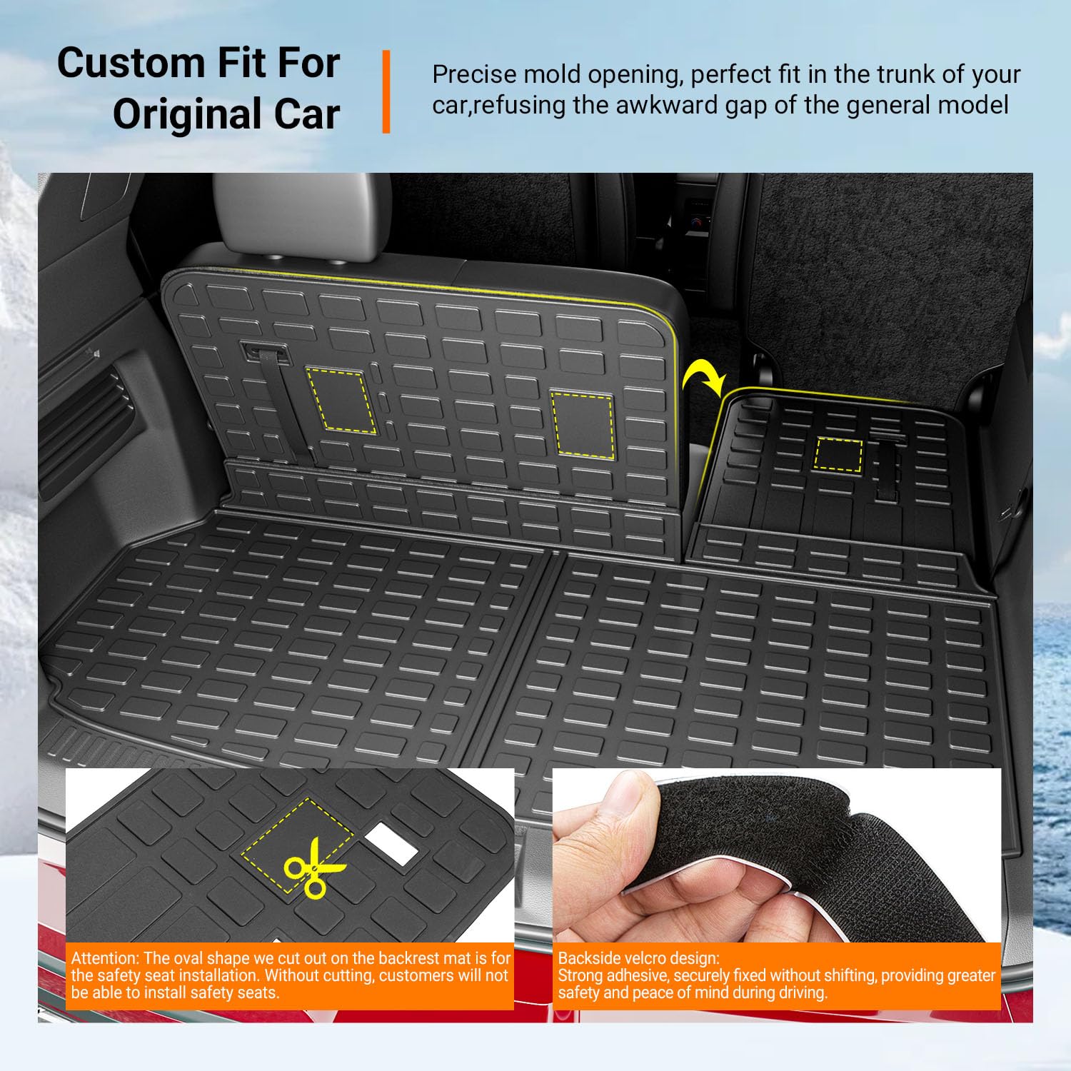 powoq Floor Mat Compatible with 18-24 Chevy Traverse Cargo Mat Replacement for 2018-2024 Chevy Traverse Accessories(Trunk+Backrest+7Seats Floor Mat)