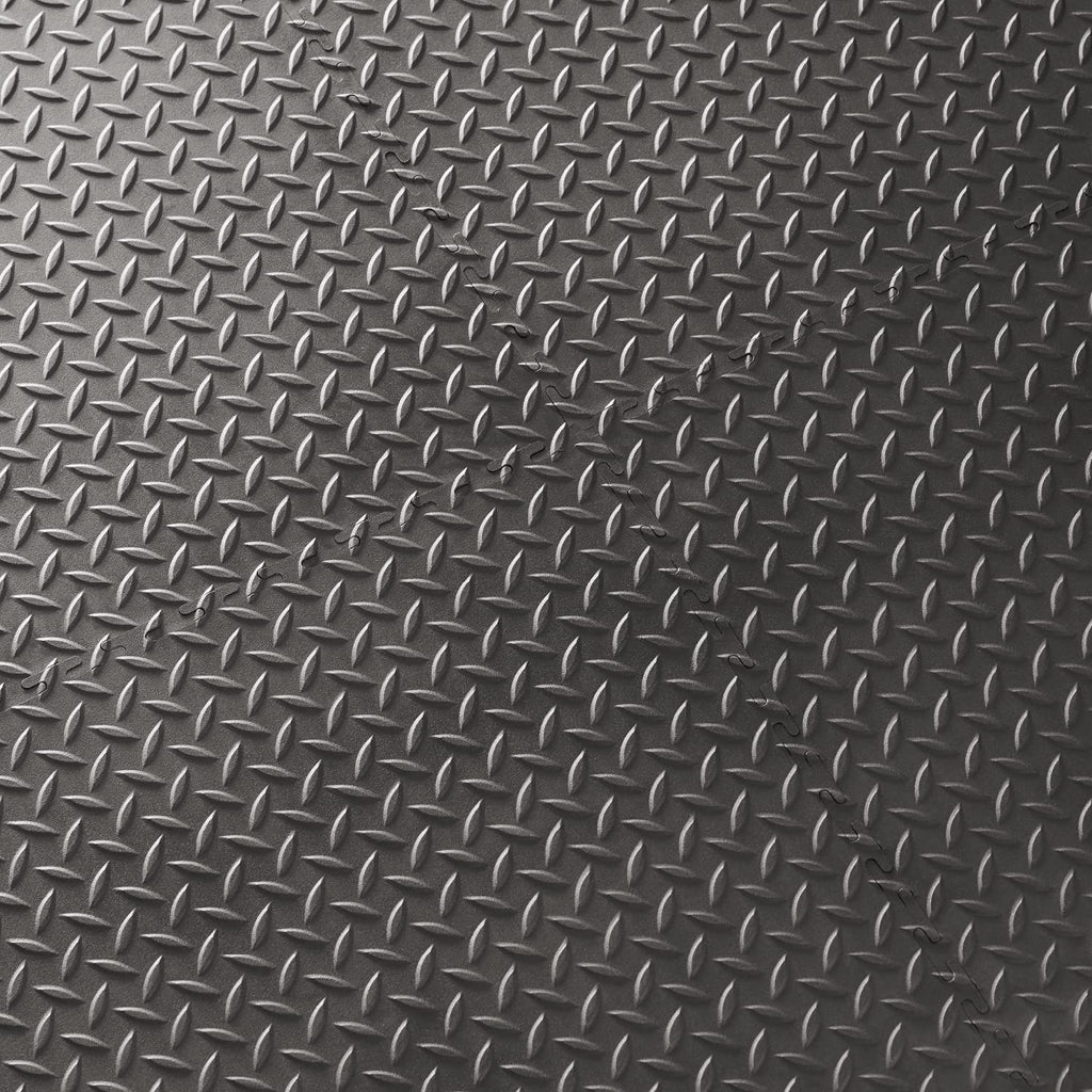 VersaTex Garage Floor 18 x 18 inch Square Rubber Diamond Plate Interlocking Floor Tiles for Home Gym, Garage Flooring, Trade Show Flooring, Basement Tiles, 24 Pack (Black)