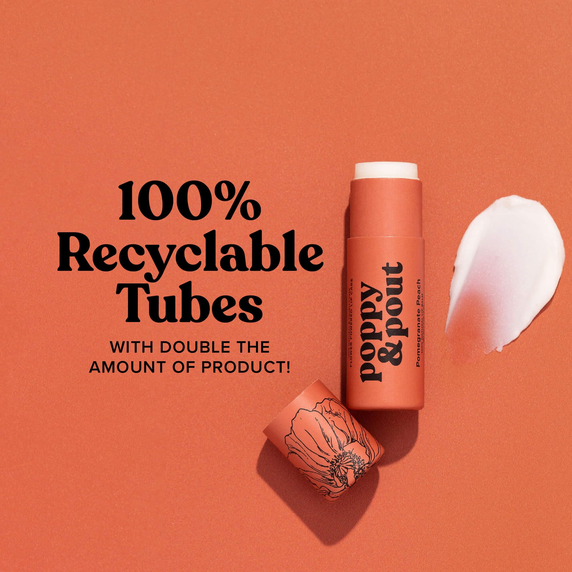 Poppy & Pout Blood Orange Mint Jumbo Lip Balm | All Natural Lip Balms & Moisturizers | Hydrates with Beeswax, Vitamin E, Organic Coconut Oil | Cruelty-Free | Lip Balm in Recyclable Cardboard Tube