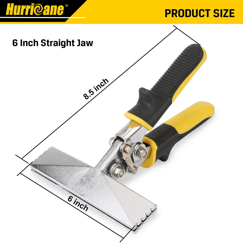 HURRICANE 3inch Sheet Metal Hand Seamer, Heavy Duty Bender for Metal Flattening, Precision Duckbill Pliers and Sheet Metal Tongs, Ideal for HVAC Projects, Ergonomic Straight Flat Smooth Jaw