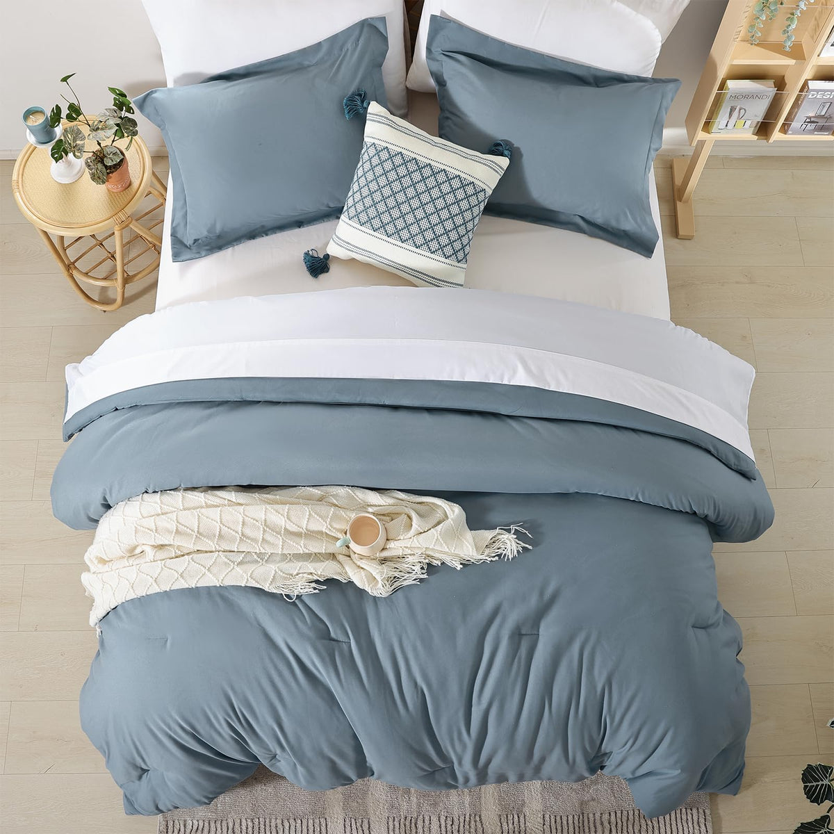 Beige Twin Comforter Set with Sheets - 5 Pieces Bed in a Bag Twin