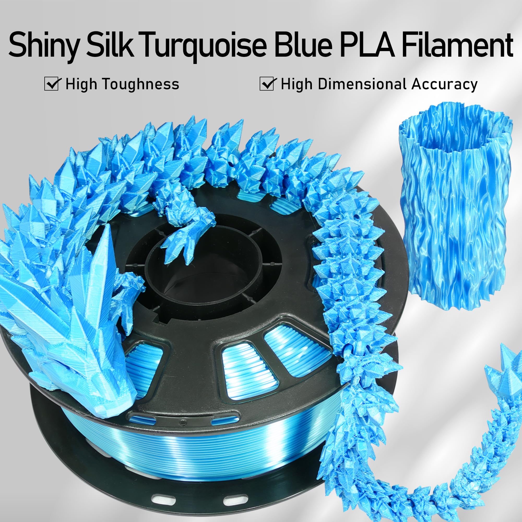 1.75mm PLA 3D Printer Filament Bundle: Glow in Dark Green/Blue/Purple/Rainbow, One Spool Clear Multi Colored, Each Spool 250g, Total 1.25Kg 3D Printing Material, 250g x 5 Spools Glow in Dark PLA