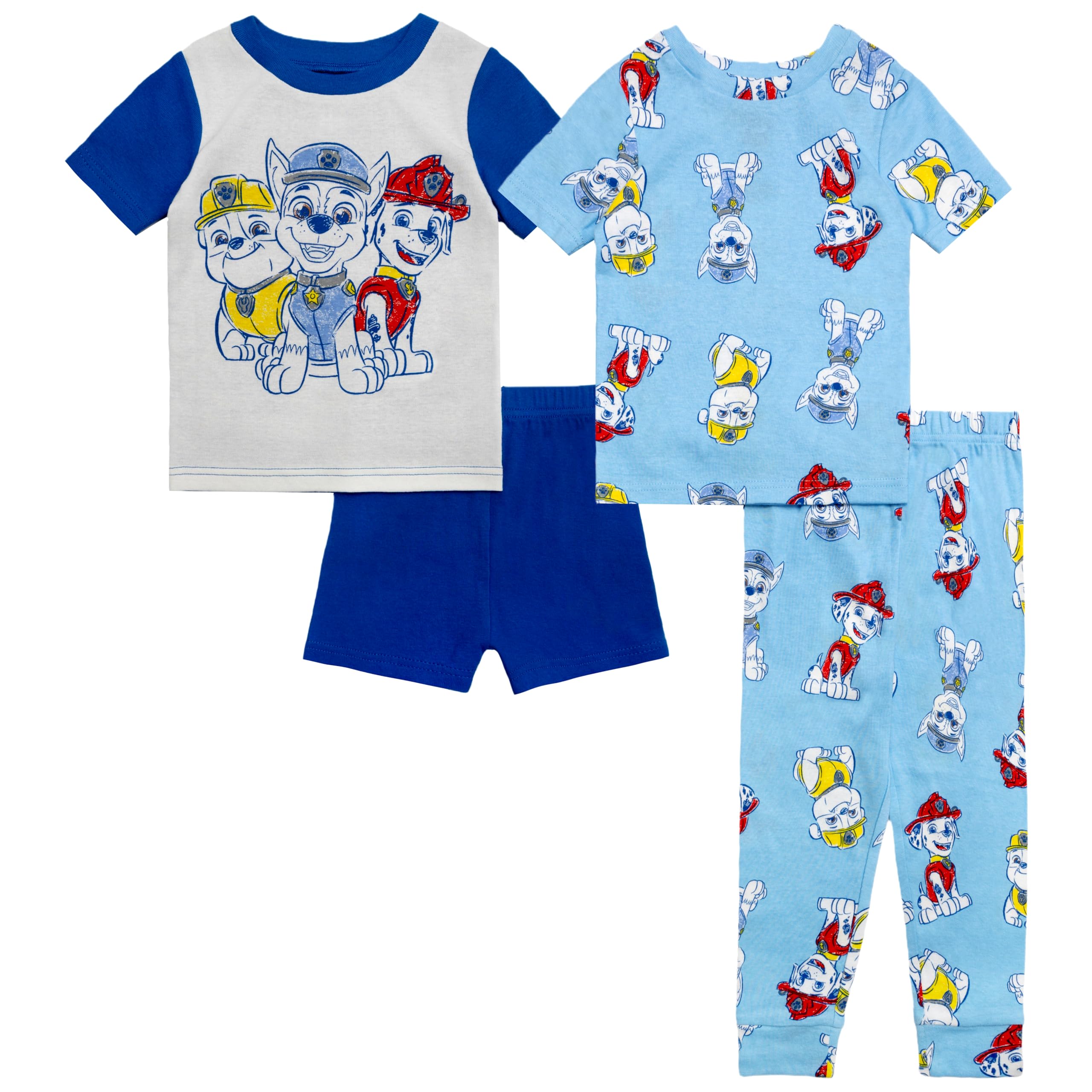 Nickelodeon Boys' 4-piece Snug-fit Cotton Short-Sleeve Matching Pajama Set, Soft & Cute for Kids
