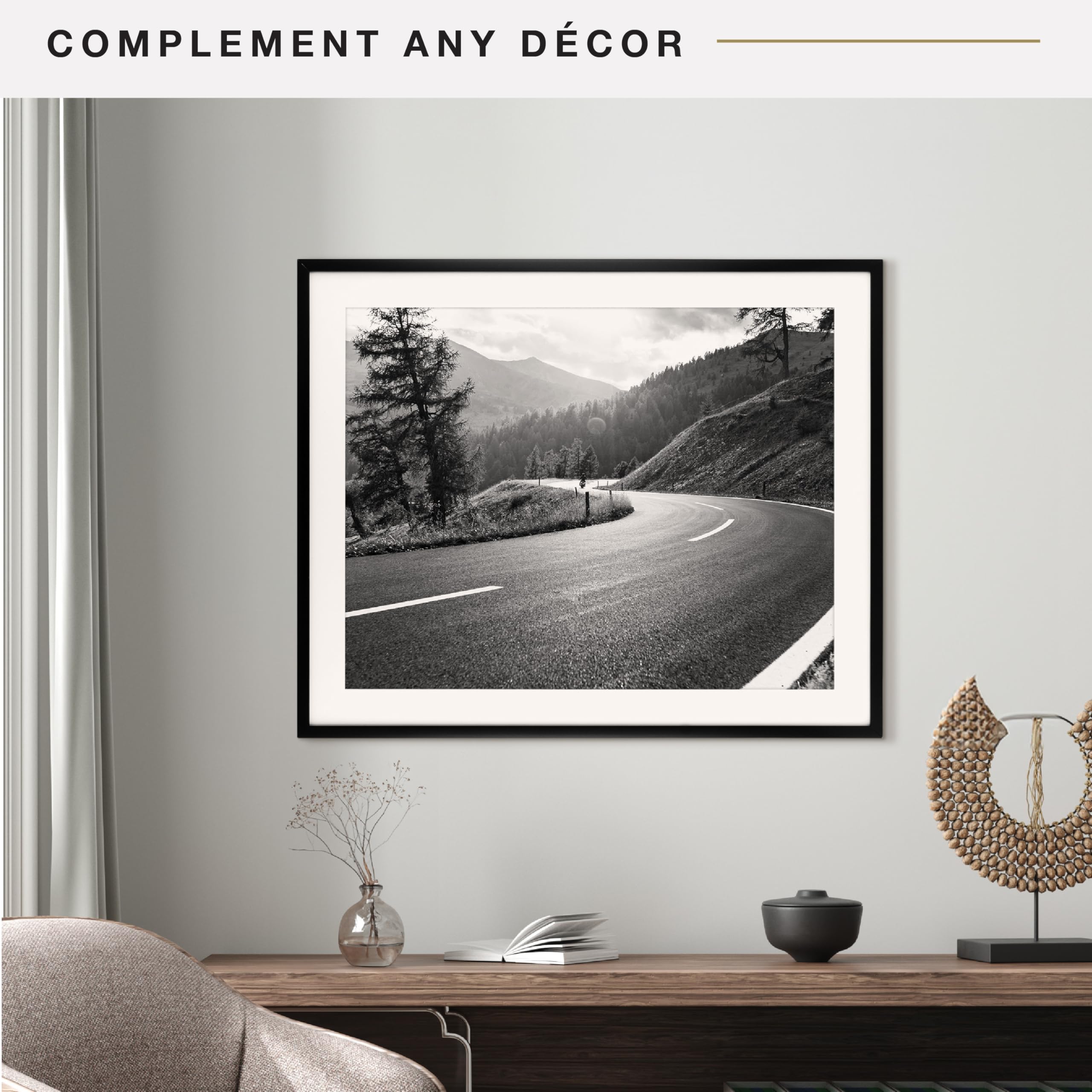 MCS Everline Collection 14x20 Matted Poster Frame with 11x17 Picture Display, Black Vertical & Horizontal Wall Hanging Large Frame for Photos, Posters & Art Prints (1-Pack)
