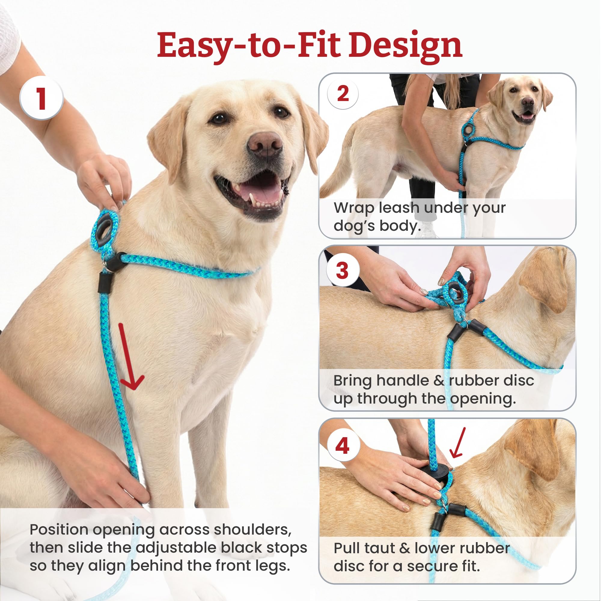Harness Lead Escape Resistant, Reduces Pull Dog Harness, Medium/Large, Black