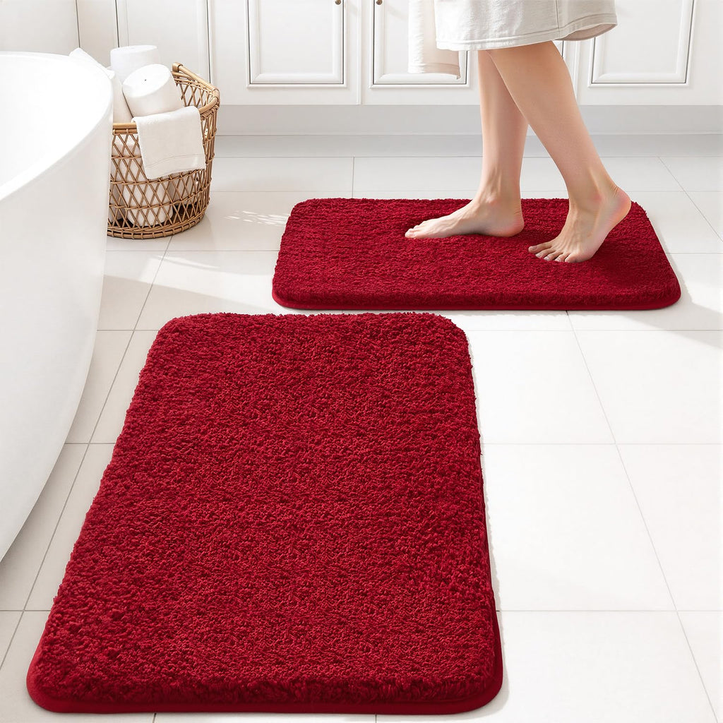 MIULEE Black Bathroom Rugs Set 2 Piece, Small Soft Absorbent Microfiber Bath Mat Set, Non Slip Quick Dry Machine Washable Plush Shaggy Bath Rugs for Bathroom Floor, Tub and Shower, 16x24 inches