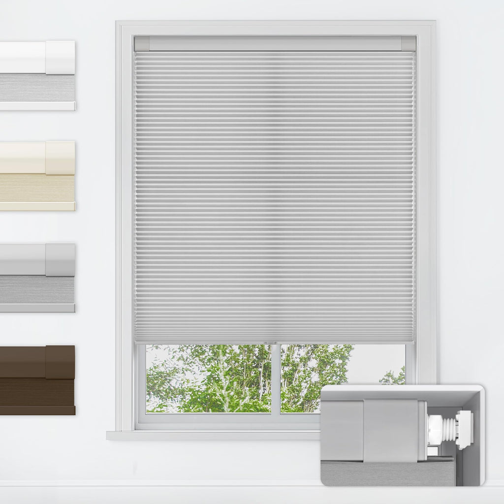 LazBlinds No Tools No Drill Cordless Cellular Shades, Blackout Light Blocking Honeycomb Shades for Home, Thermal Insulation Blinds for Windows, 20" W x 48" H, Beige
