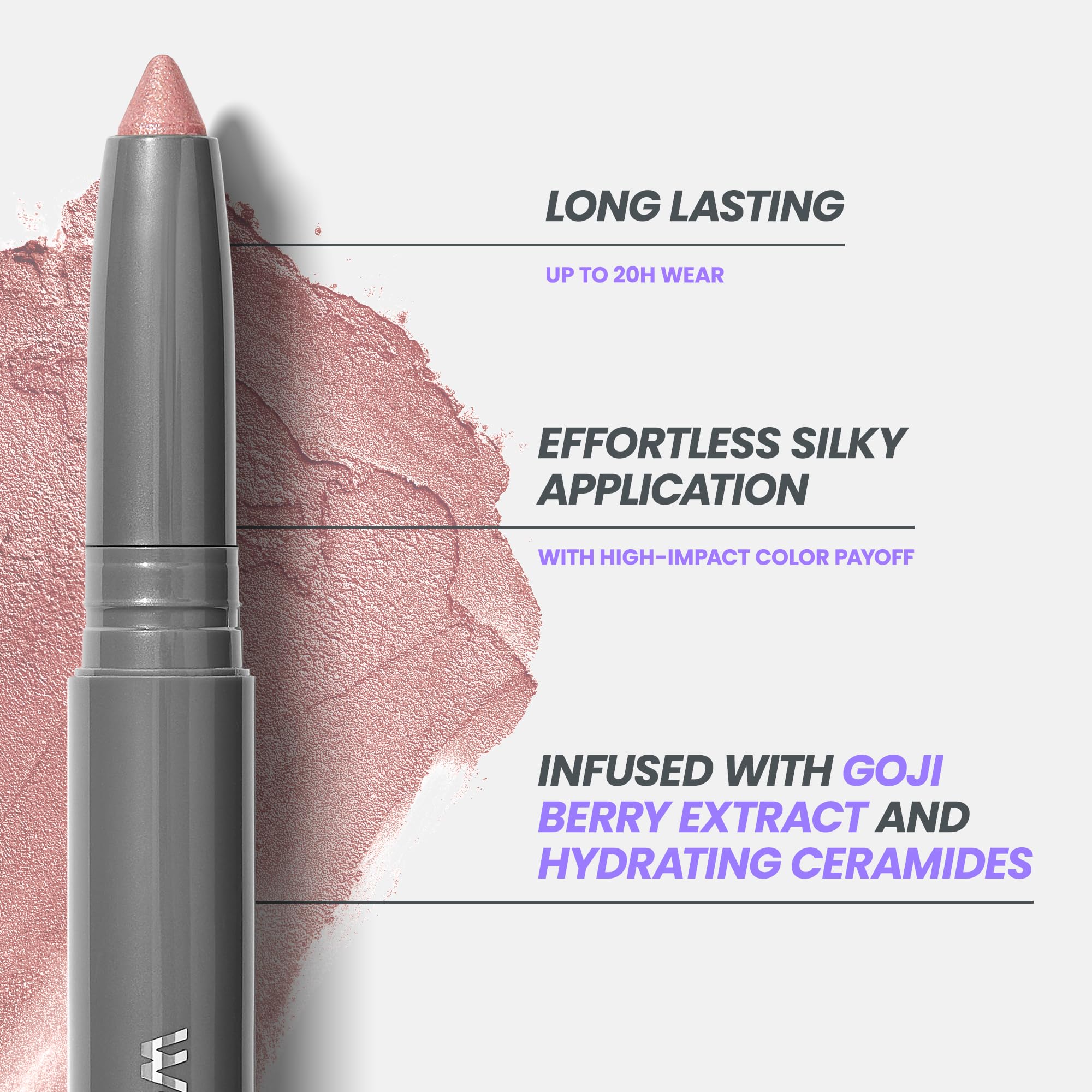 Wonderskin IYKYK Eyeshadow Stick - Longwear Eye Shadow Sticks, Budge-Proof and Waterproof Shimmer Eyeshadow Stick with Built-in Sharpener (Ash)