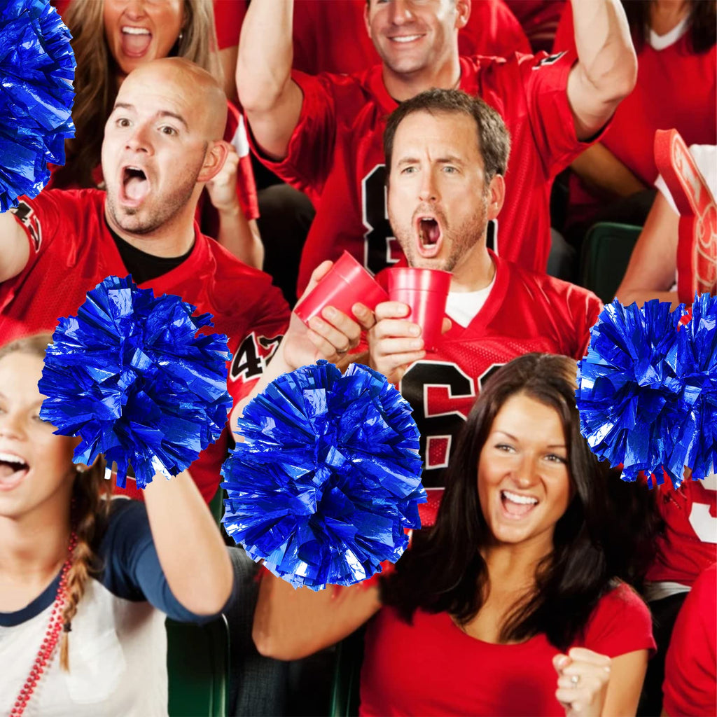 4Pcs Metallic Cheerleading Pom Poms, Creatiee 2 Pair Cheerleader Cheering Squad Pompoms for School Sports Dance Games Team Spirit Cheer