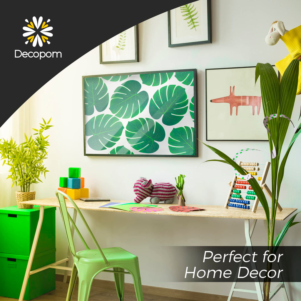 Decopom Palm Leaves Artificial Tropical Monstera-84Pcs 6 Kinds Large Small Green Fake Palm Leaf with Stems for Safari Jungle Hawaiian Luau Party Table Decoration Wedding Birthday Theme Party