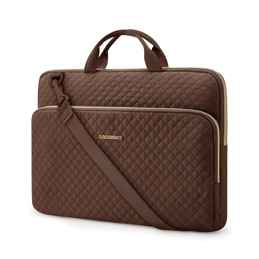 BAGSMART Laptop Case Compatible with 13-13.3 inch Notebook,Compatible with MacBook Pro 14 Inch,MacBook Air,Protective Carrying Bag with Pocket,Handles, Beige