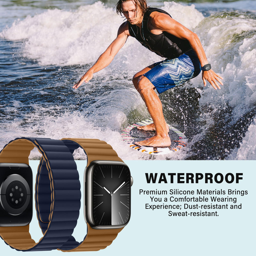 Bisikor Compatible with Apple Watch Band 49 46 45 44 42 41 40 38mm, Double Sided Wearable Silicone Magnetic Strap for iWatch Ultra SE Series 11 10 9 8 7 6 5 4 3 2 1 (38/40/41/42, Beige/Gray)