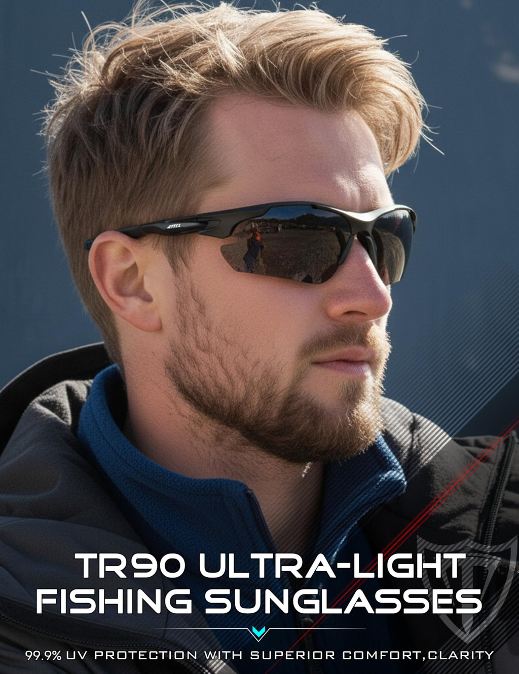 ATTCL 22g Polarized Sunglasses Men Sports: Secure Fit Wrap Around TR90 Frame Ultra-Light UV Protection for Running Fishing