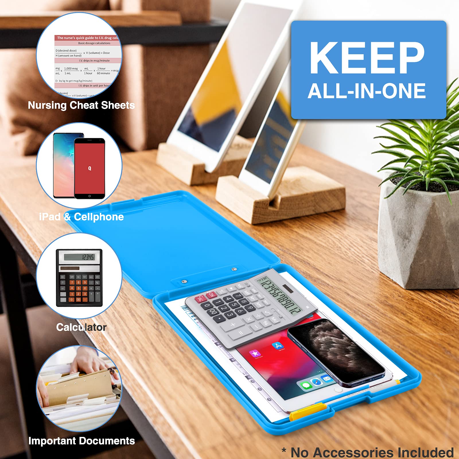 Sooez Clipboard with Storage, Plastic Storage Clipboards with Low Profile Clip, Nursing Clip Boards Foldable, Hanging Clipboard Case for Work, Teacher, Classroom Must Haves, Office School Supplies