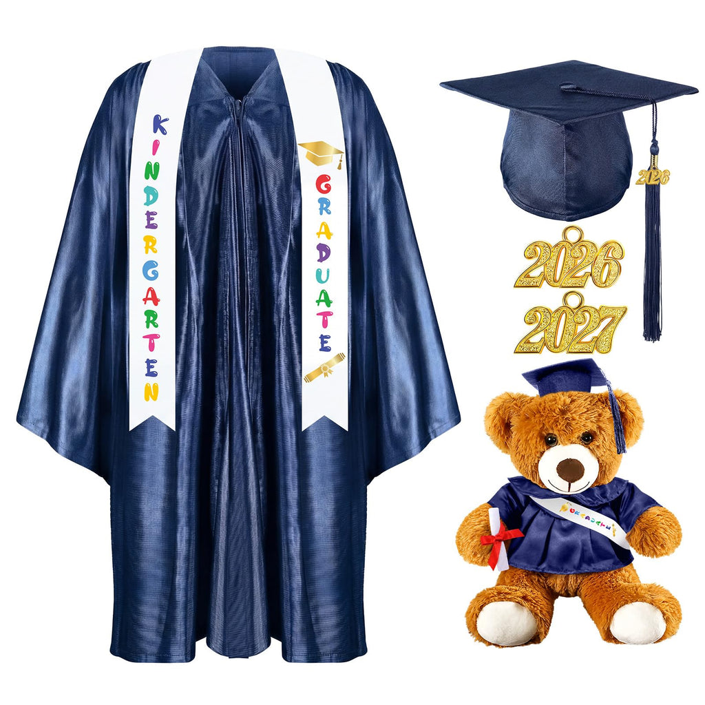 Sintuff 7 Pcs Kindergarten Preschool Graduation Cap and Gown with Bear Gifts 2026 Grad Stole Tassel Sash for Toddler Kids