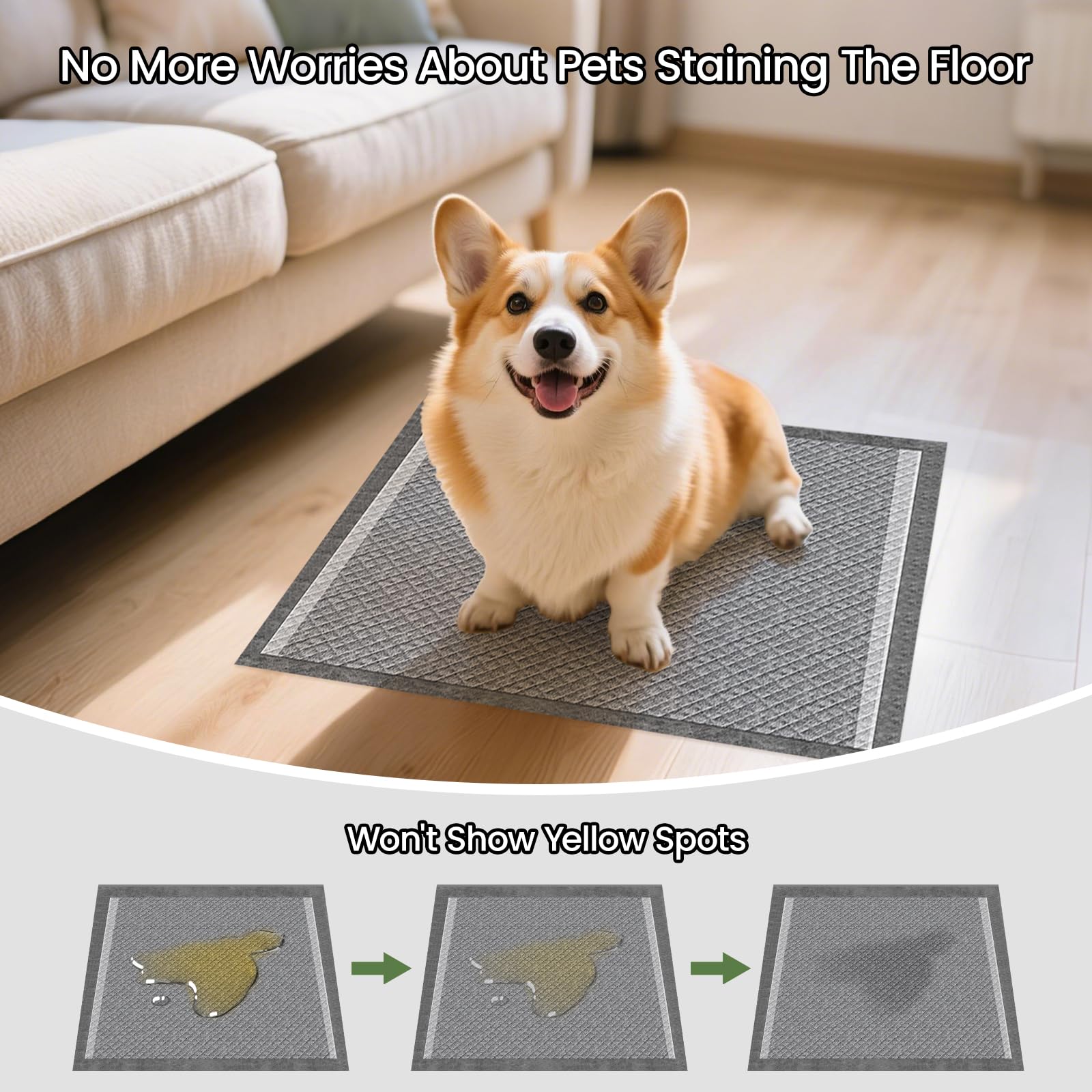 Puppy Pads 30 Count Small 22x22in Bamboo Training Pads Deodorizing Leakproof Quick Drying Dog Pee Pads Super Absorbent Disposable Pee Pads for Dogs Puppies, Doggie, Cats, Rabbits