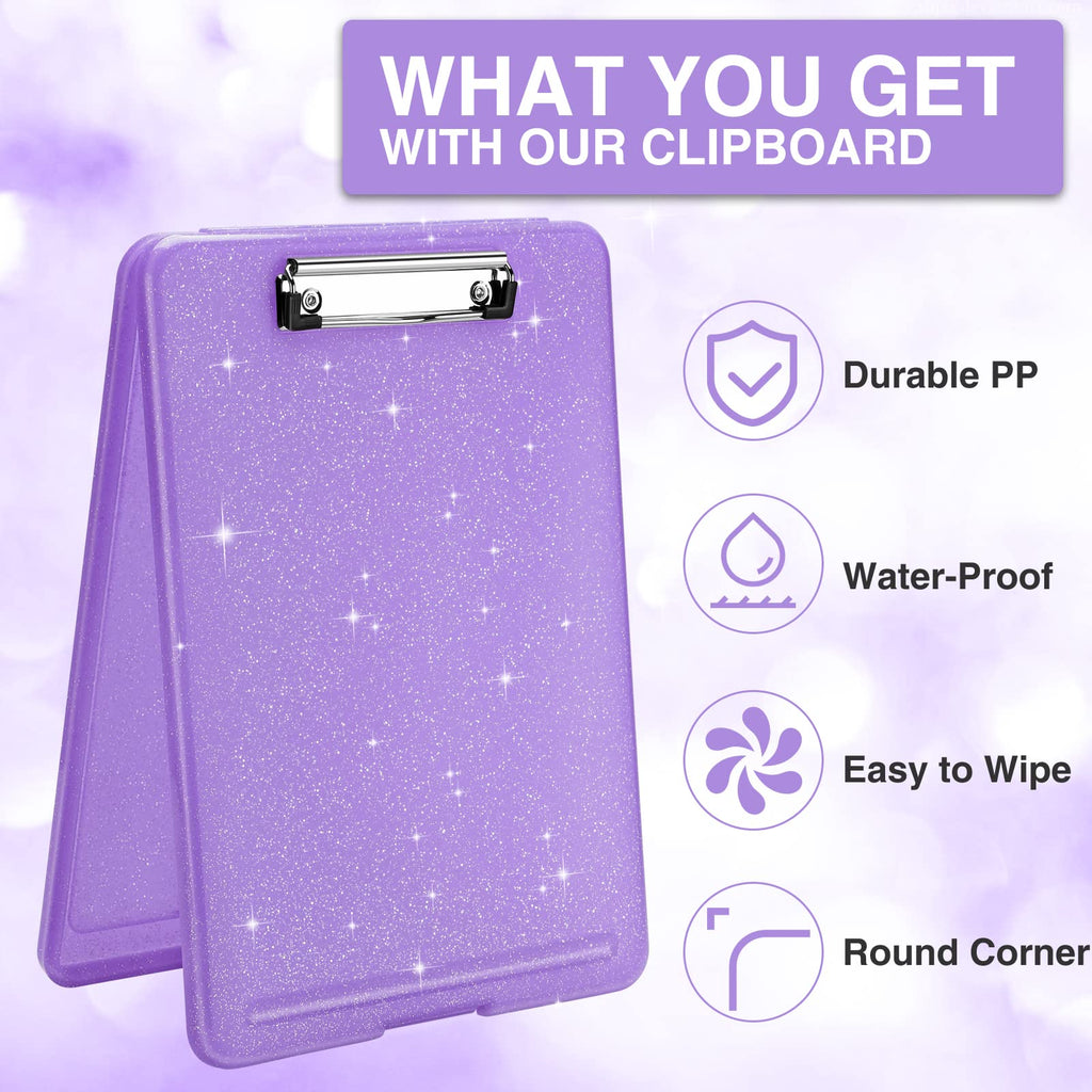 Sooez Clipboard with Storage, Plastic Storage Clipboards with Low Profile Clip, Nursing Clip Boards Foldable, Hanging Clipboard Case for Work, Teacher, Classroom Must Haves, Office School Supplies