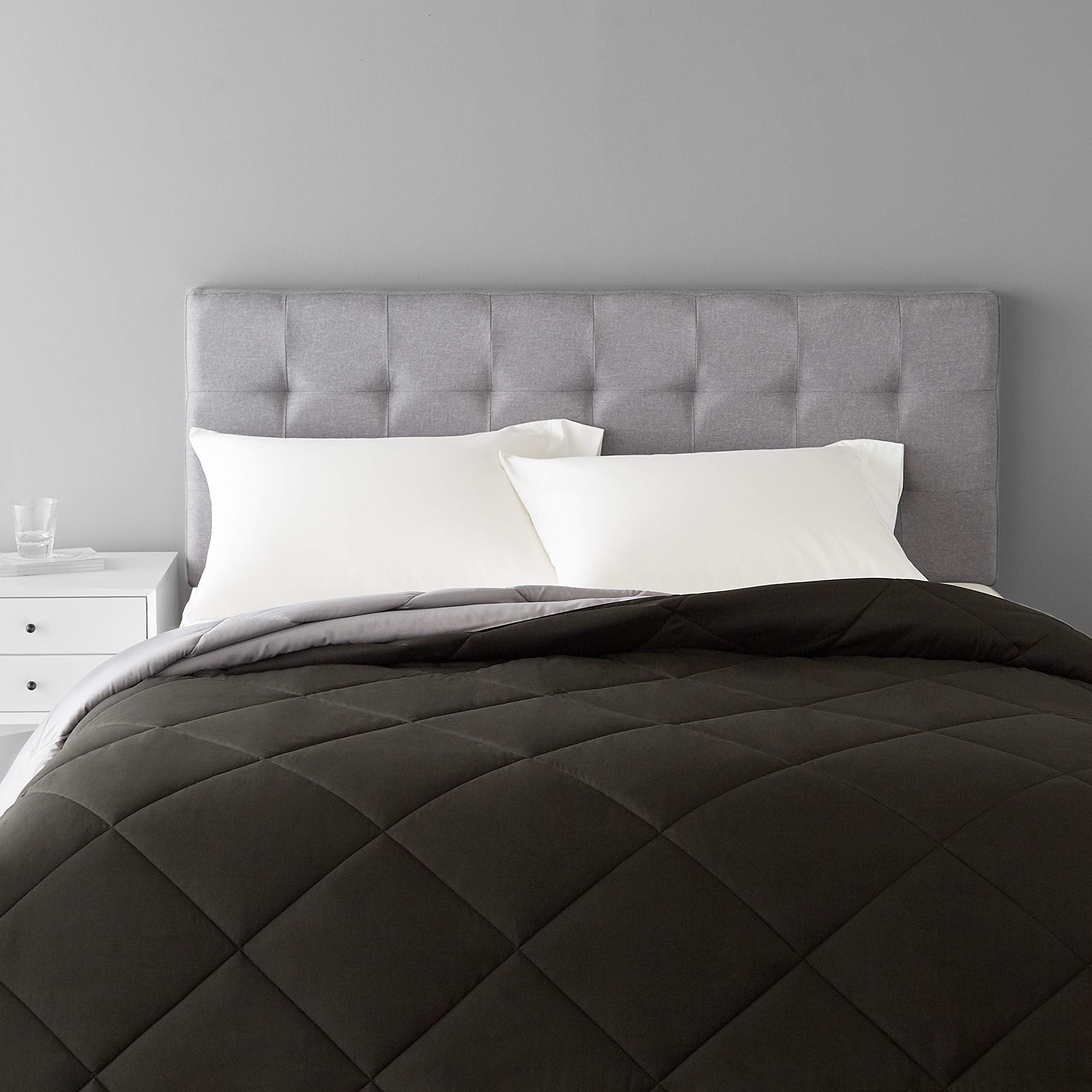 Amazon Basics Reversible Lightweight Microfiber All Season Comforter Blanket, Twin/Twin XL, Burgundy/Grey (Pack of 2)