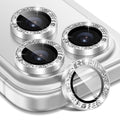 Matekxy Glitter Camera-Lens Protector for iPhone-16 Pro-Max - 16 Pro Anti-Scratch Tempered Glass with Aluminum Edging, Cute Girly Metal Individual Bling Ring Cover for Women, Black Titanium