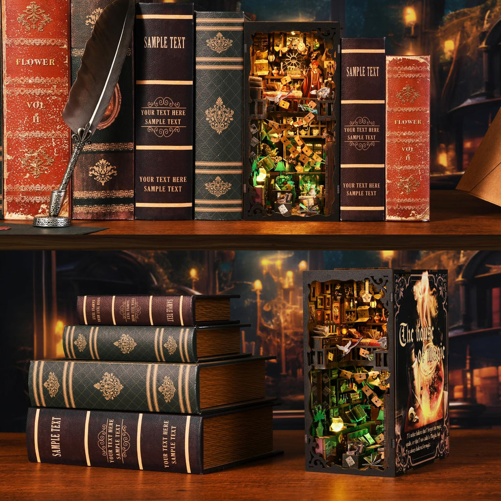 TOYQI DIY Book Nook Kit, Miniature House Dollhouse Kit for Adult and Teens, Book Nook Kits for Adults, Booknook Bookend Alley Model Build, Gifts for Family Friends - Spooky Horror Creepy Haunted House
