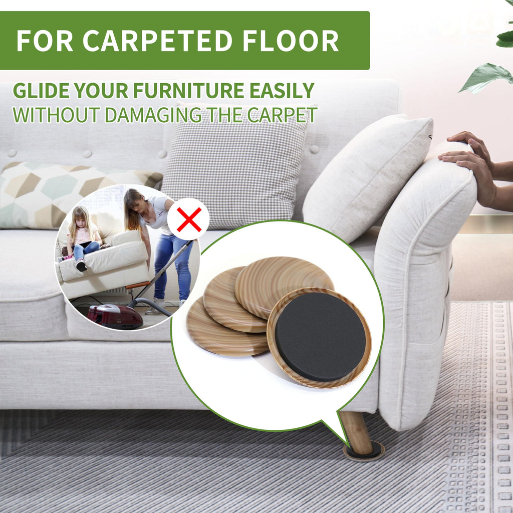 Furniture Sliders for Carpet 4 PCS - 9 1/2 inch Furniture Moving Slider Chair Legs Floors Protectors– Move Your Furniture Easy & Safely (for Carpet)
