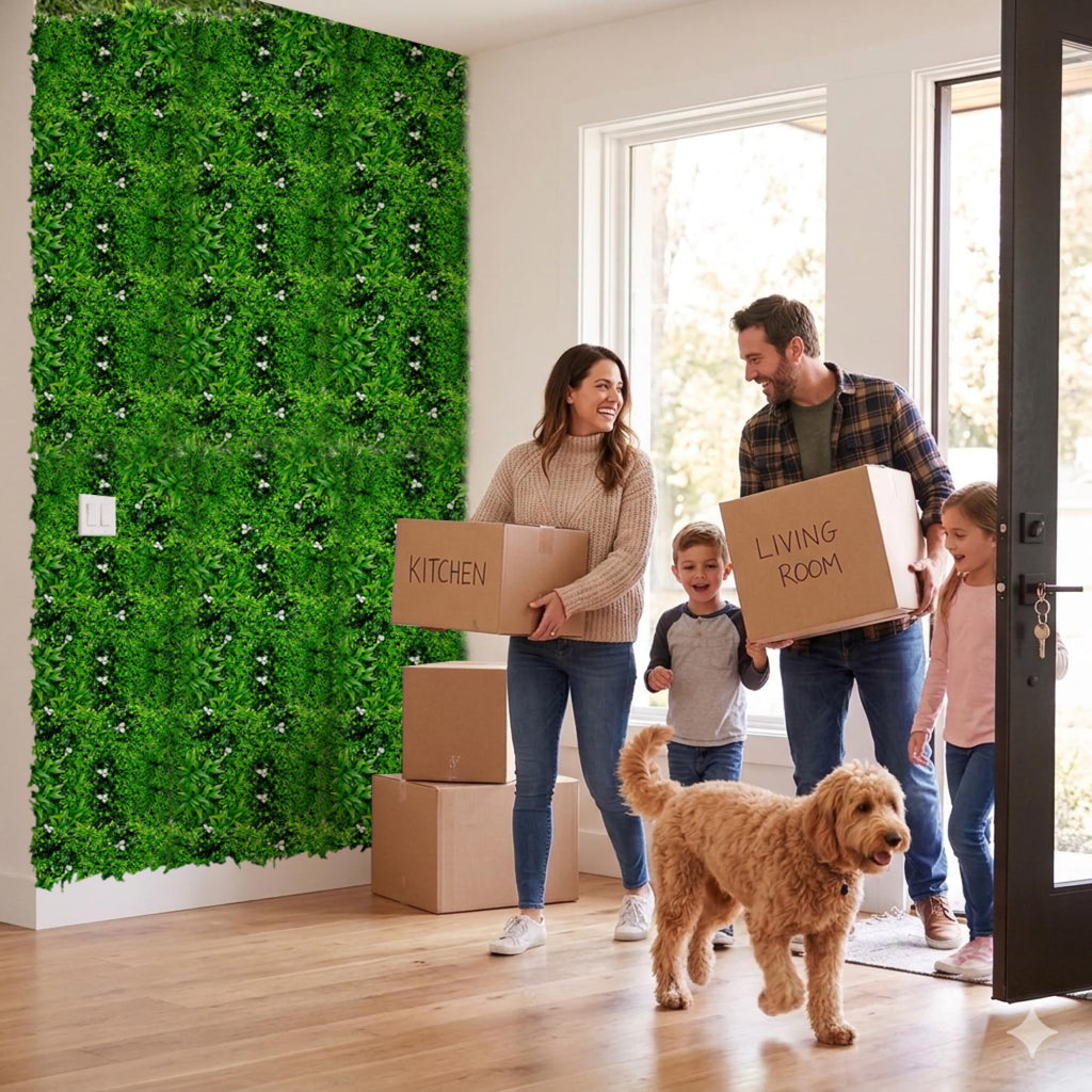 NatraHedge 20''X40'' Artificial Kauai Living Wall Grass Wall Decor, 5Pcs (28SqFt) Hedge Leaf Grass Panels for Indoor, Outdoor, Garden and Balcony Privacy Fence Screen