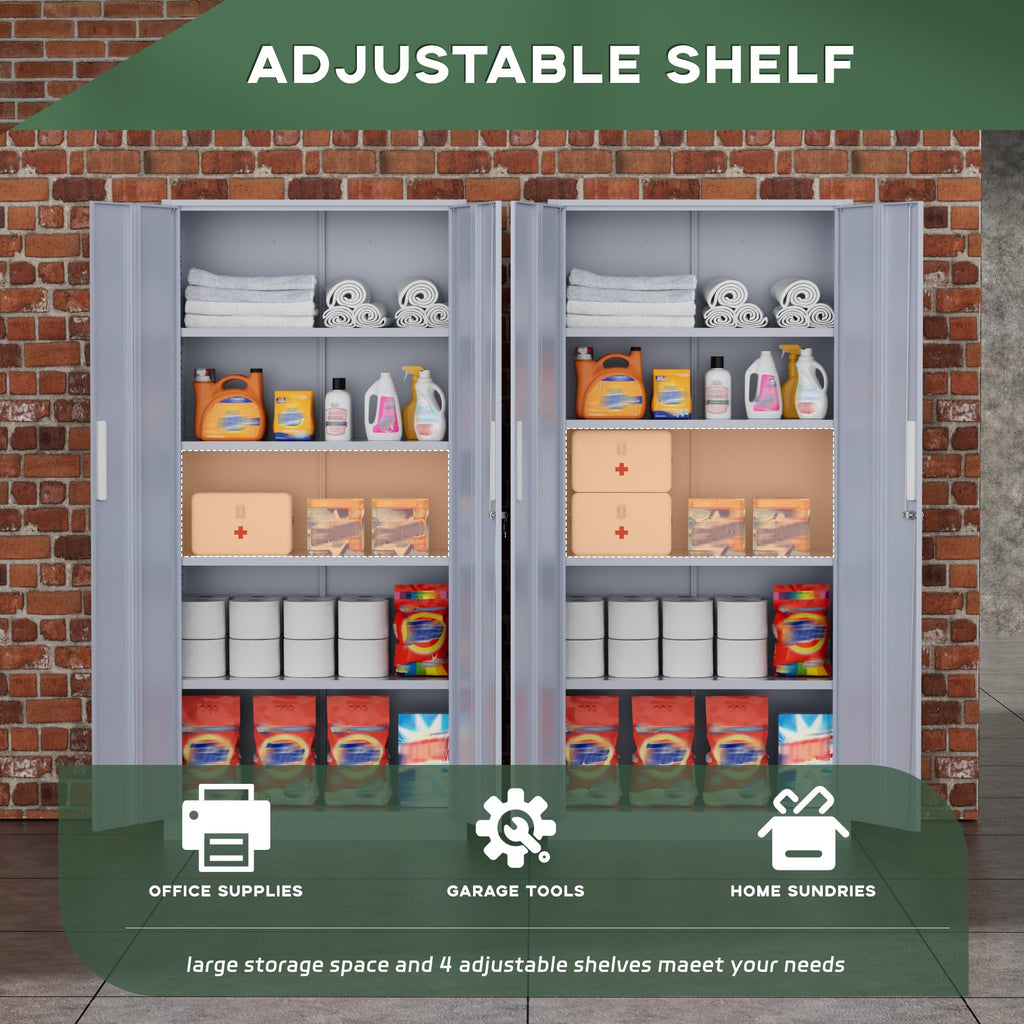 Greenvelly Metal Storage Cabinet, 36" Locking Storage Cabinet with Doors and Shelves, Lockable Storage Cabinets for Home Office, Utility Locker Cabinet, Steel Garage Cabinet with 2 Keys, Black