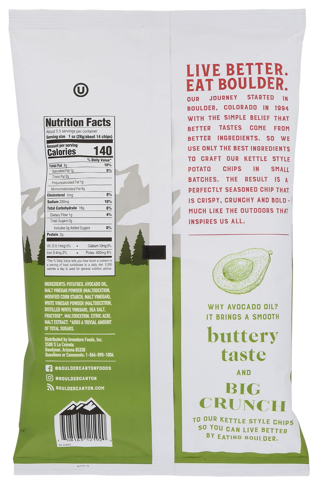 Boulder Canyon Boulder Batch Agave Sriracha Kettle Potato Chips, 5.25 oz - Pack of 12