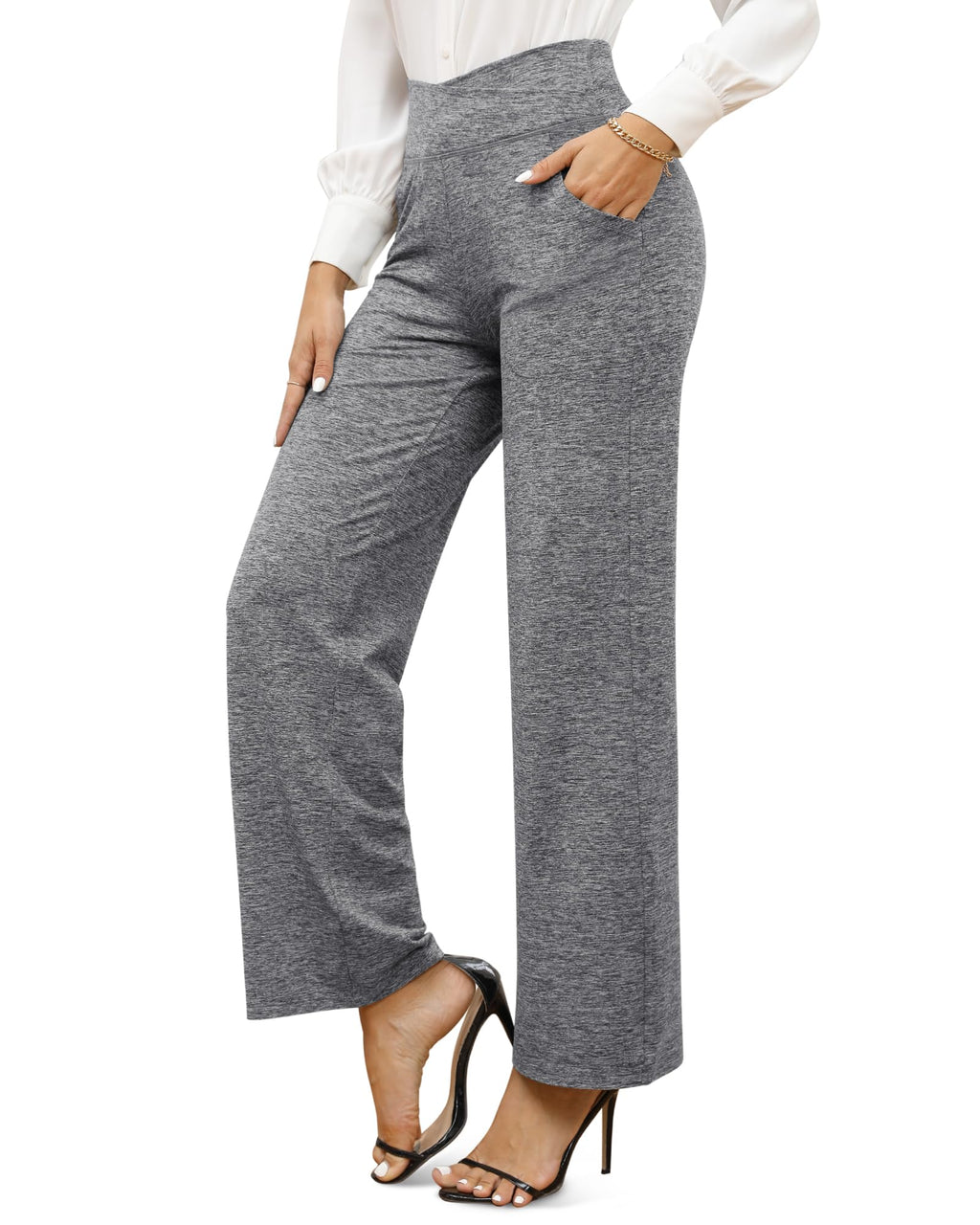 G4Free Wide Leg Pants for Women Loose Yoga Pants with Pockets Petite/Regular/Tall Stretch Casual Lounge Pants